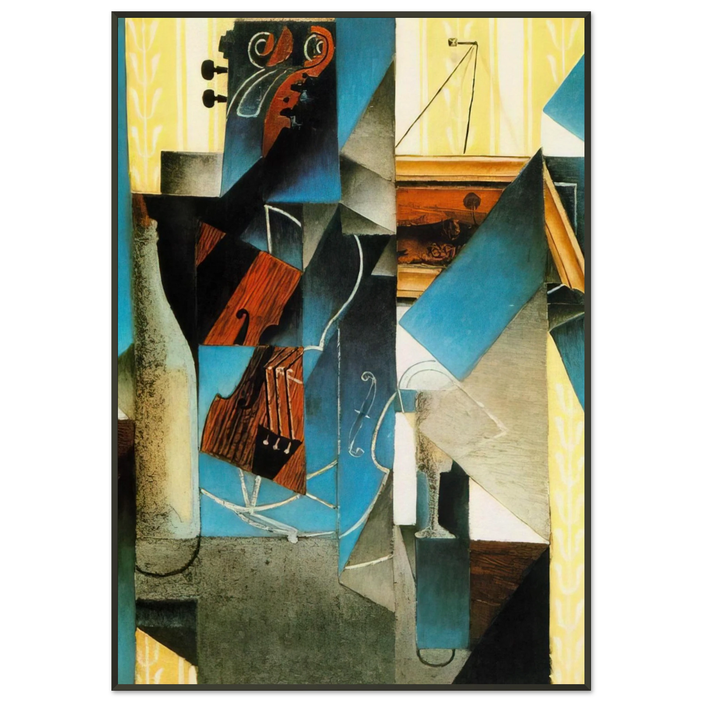 Juan Gris VIOLIN AND PRINT 1913 Framed Art Print - Aluminum Frame - 21x29.7 cm / 8x12"