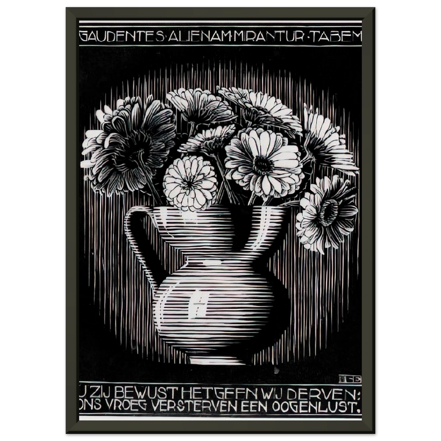 MC Escher  EMBLEMATA VASE Framed Art Print  - Aluminum Frame - 40x50 cm / 16x20 inches