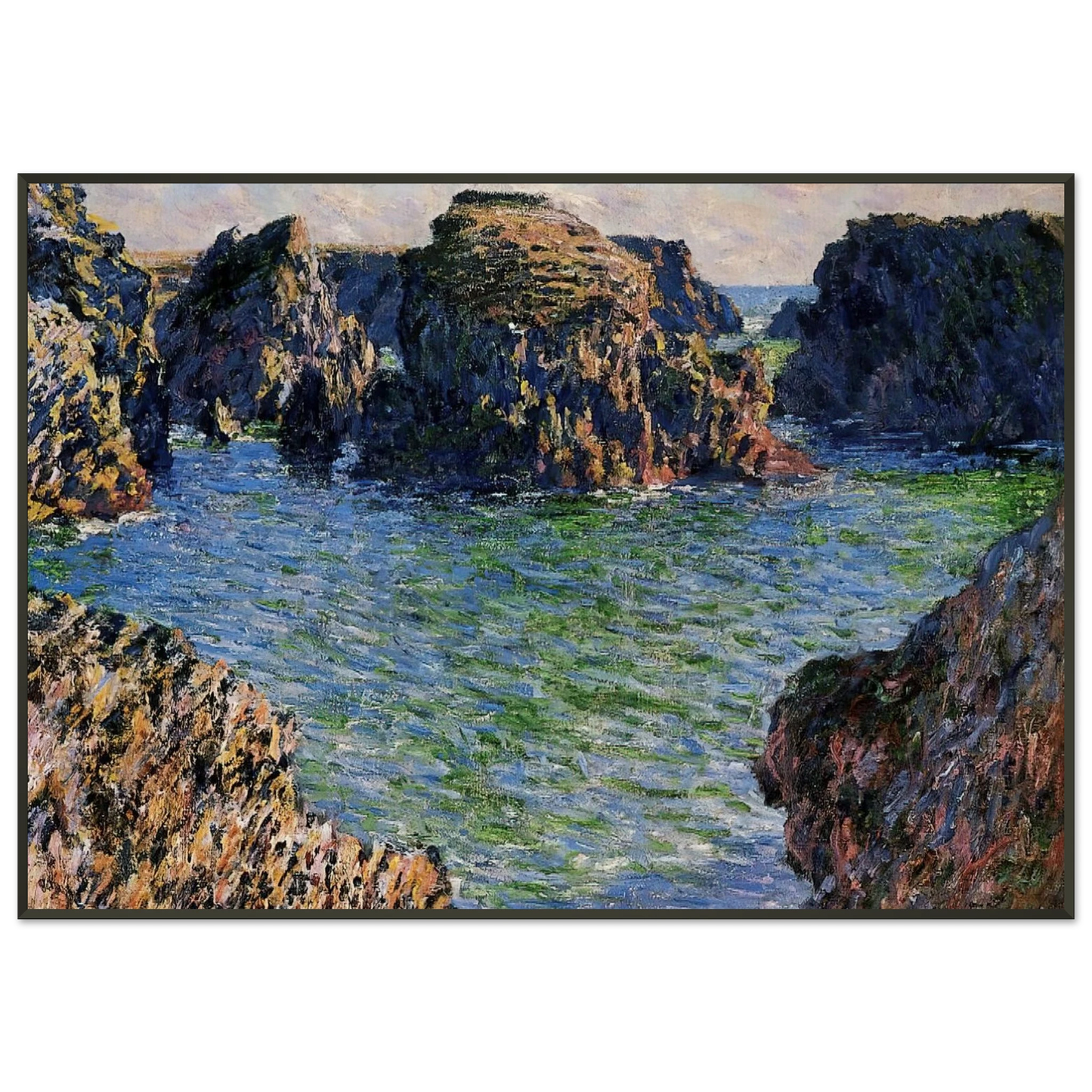 claude monet  Coming into PortGoulphar BelleIle Framed Art Print  - Aluminum Frame - 21x29.7 cm / 8x12"