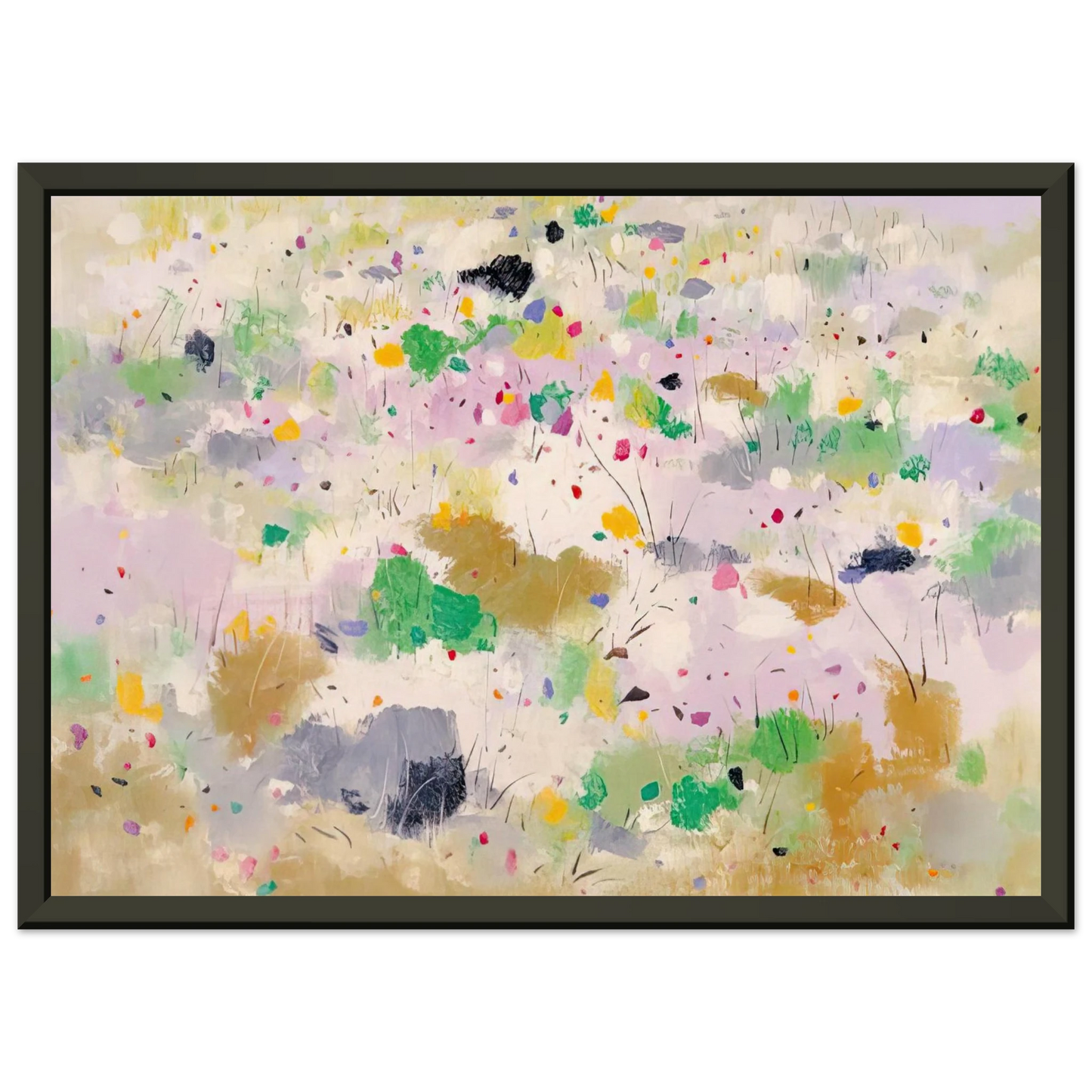 Wu Guanzhong The Blooming Mountain Abstract Expressionism Ink and wash painting Framed Art Print - Aluminum Frame - 40x50 cm / 16x20 inches