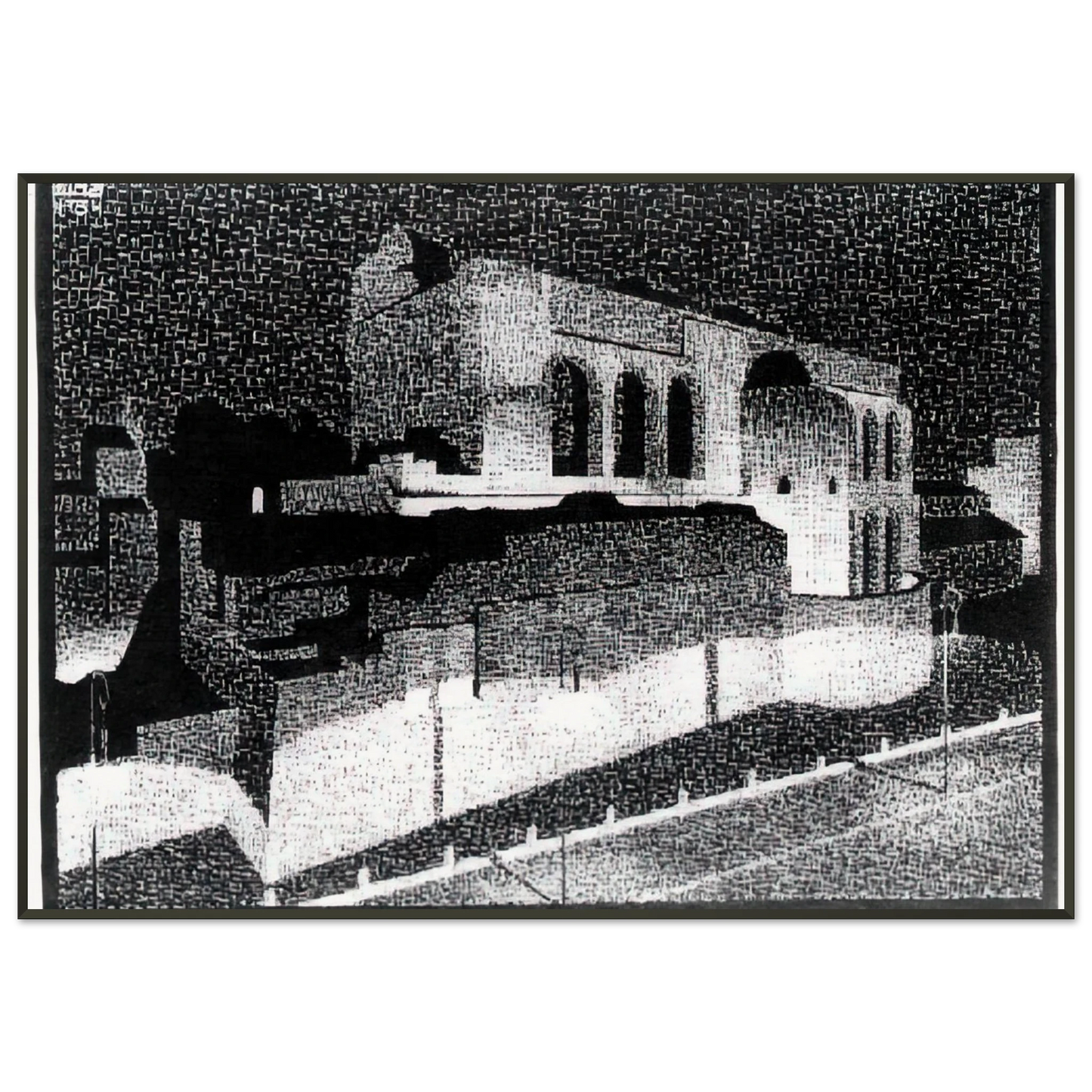MC Escher  NOCTURNAL ROME BASILICA OF CONSTANTINE Framed Art Print  - Aluminum Frame - 21x29.7 cm / 8x12"