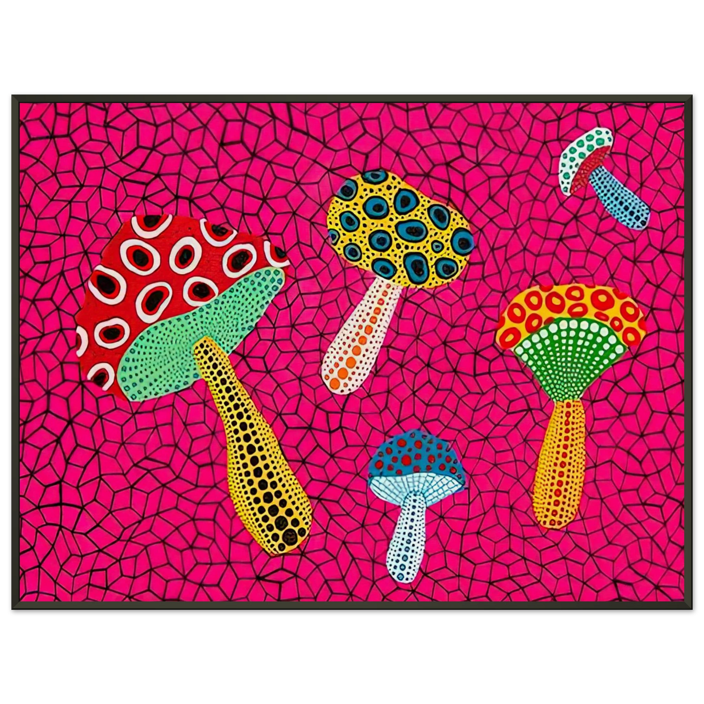 Yayoi Kusama MUSHROOMS 1995 Framed Art Print - Aluminum Frame - 40x50 cm / 16x20 inches