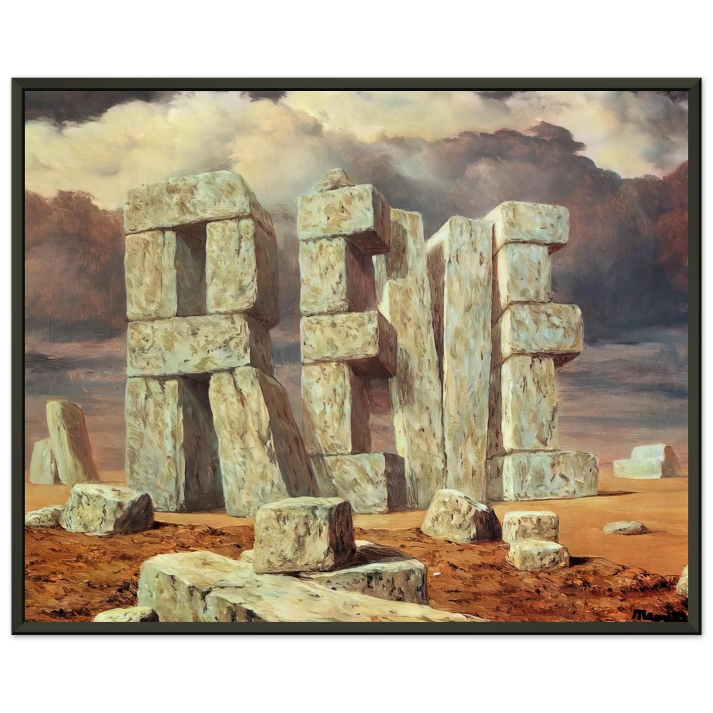 Rene Magritte  THE ART OF CONVERSATION 1950 Framed Art Print  - Aluminum Frame - 40x50 cm / 16x20 inches