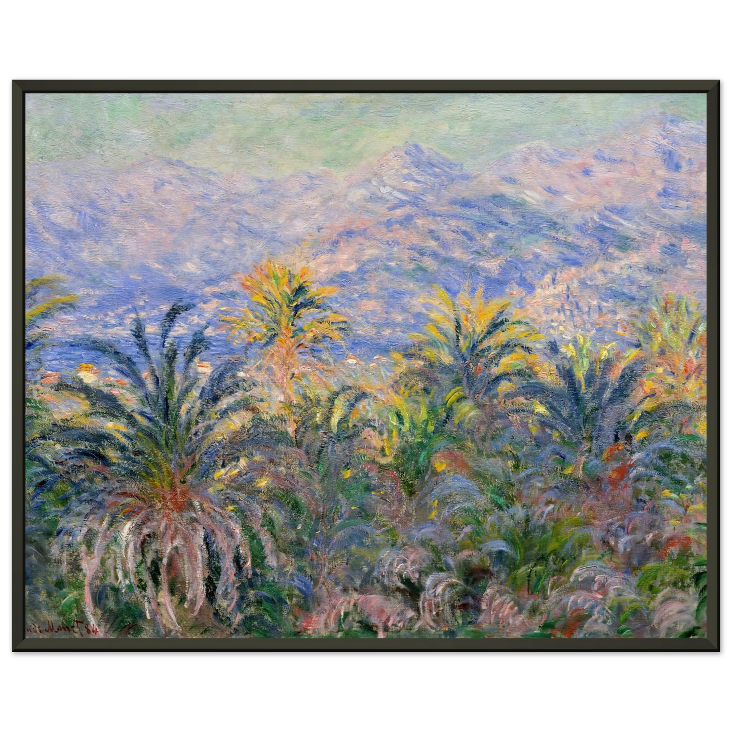 claude monet  Palm Trees at Bordighera Framed Art Print  - Aluminum Frame - 60x80 cm / 24x32 inches