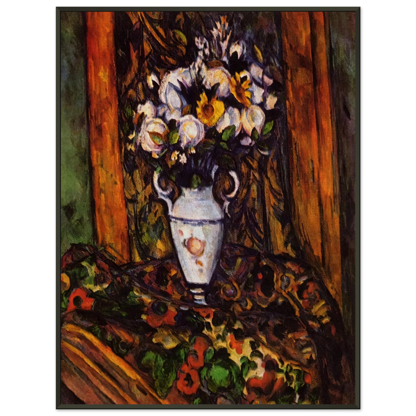 Paul Cezanne Still Life Vase with Flowers Framed Art Print - Aluminum Frame - 70x100 cm / 28x40 inches