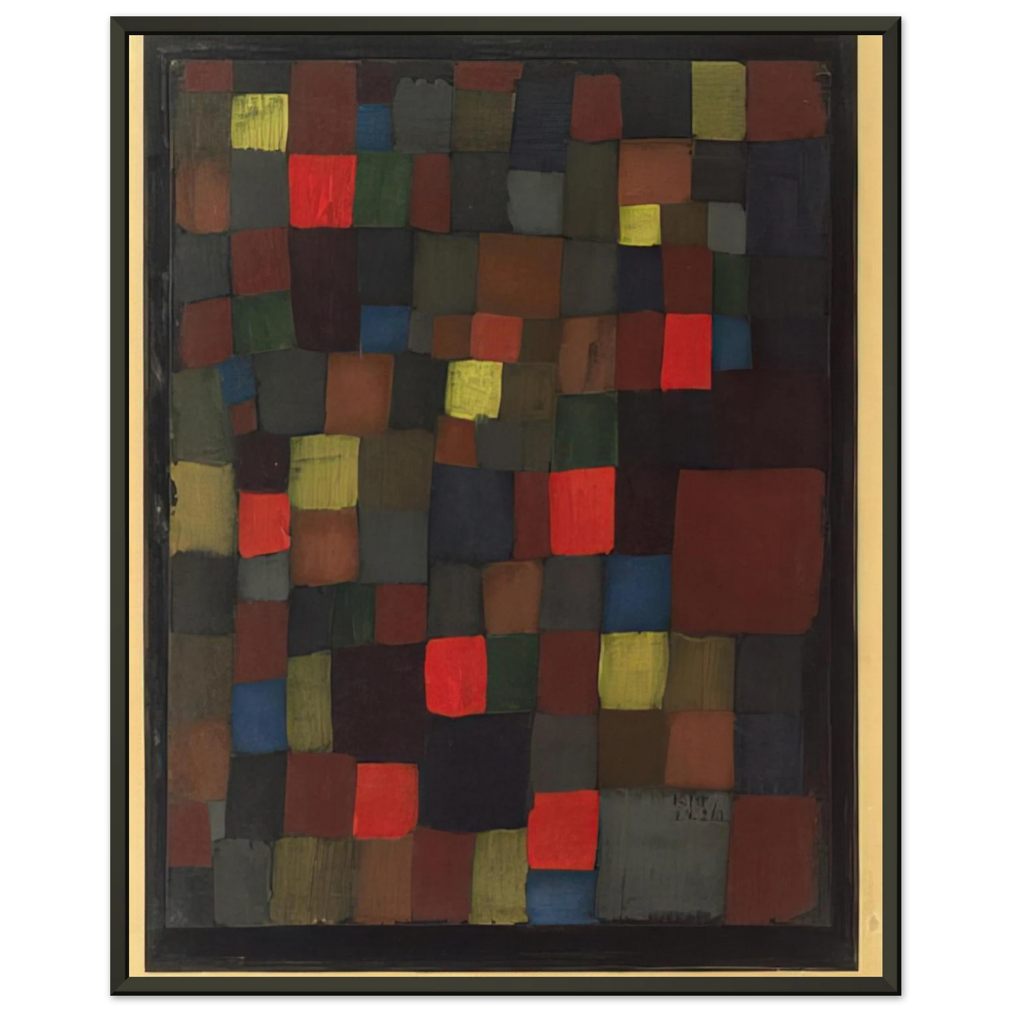Paul Klee ABSTRACT COLOUR HARMONY IN SQUARES WITH VERMILLION ACCENTS 1924 Framed Art Print - Aluminum Frame - 40x50 cm / 16x20 inches