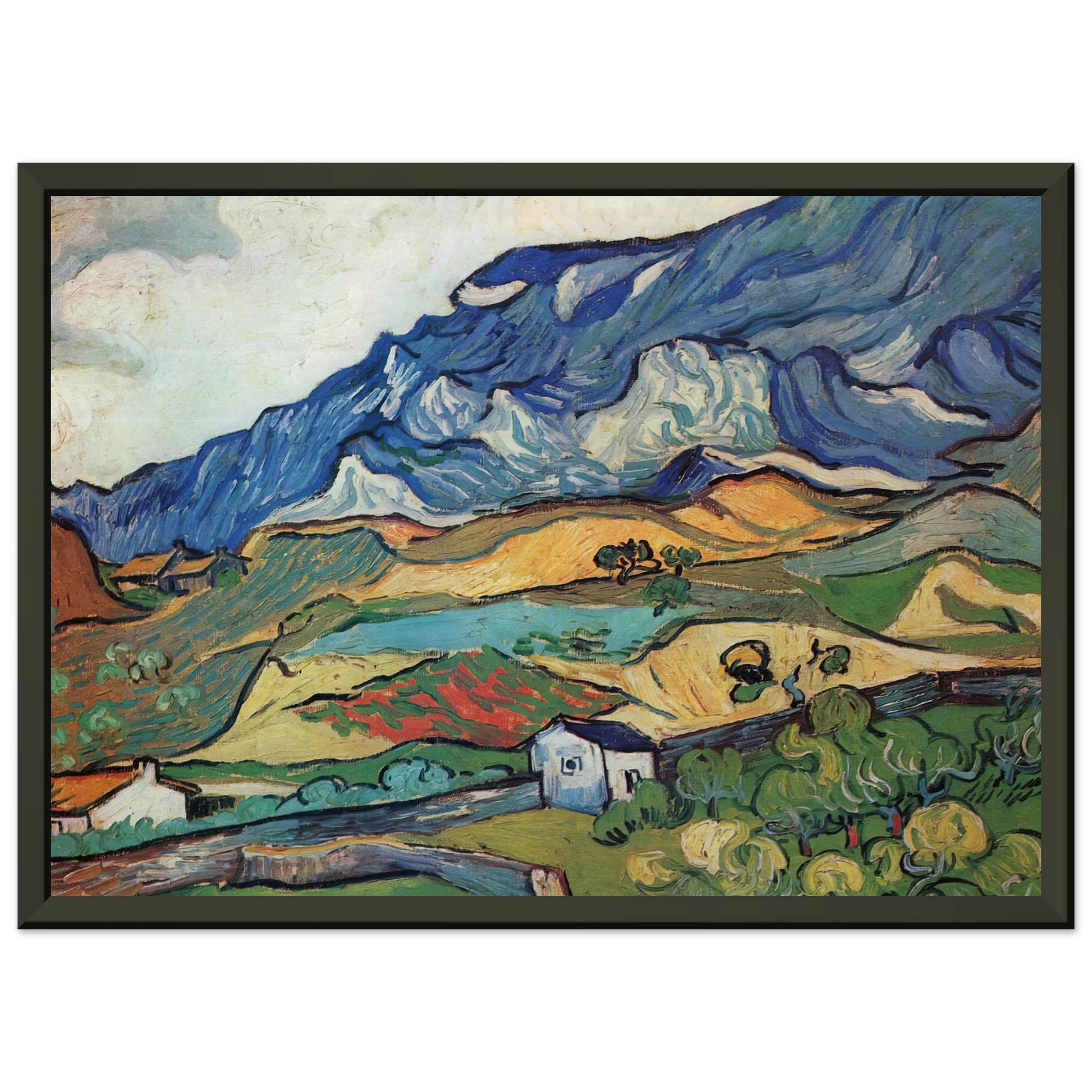 Vincent van Gogh  Les Alpilles Mountain Landscape near SouthReme Framed Art Print  - Aluminum Frame - 40x50 cm / 16x20 inches