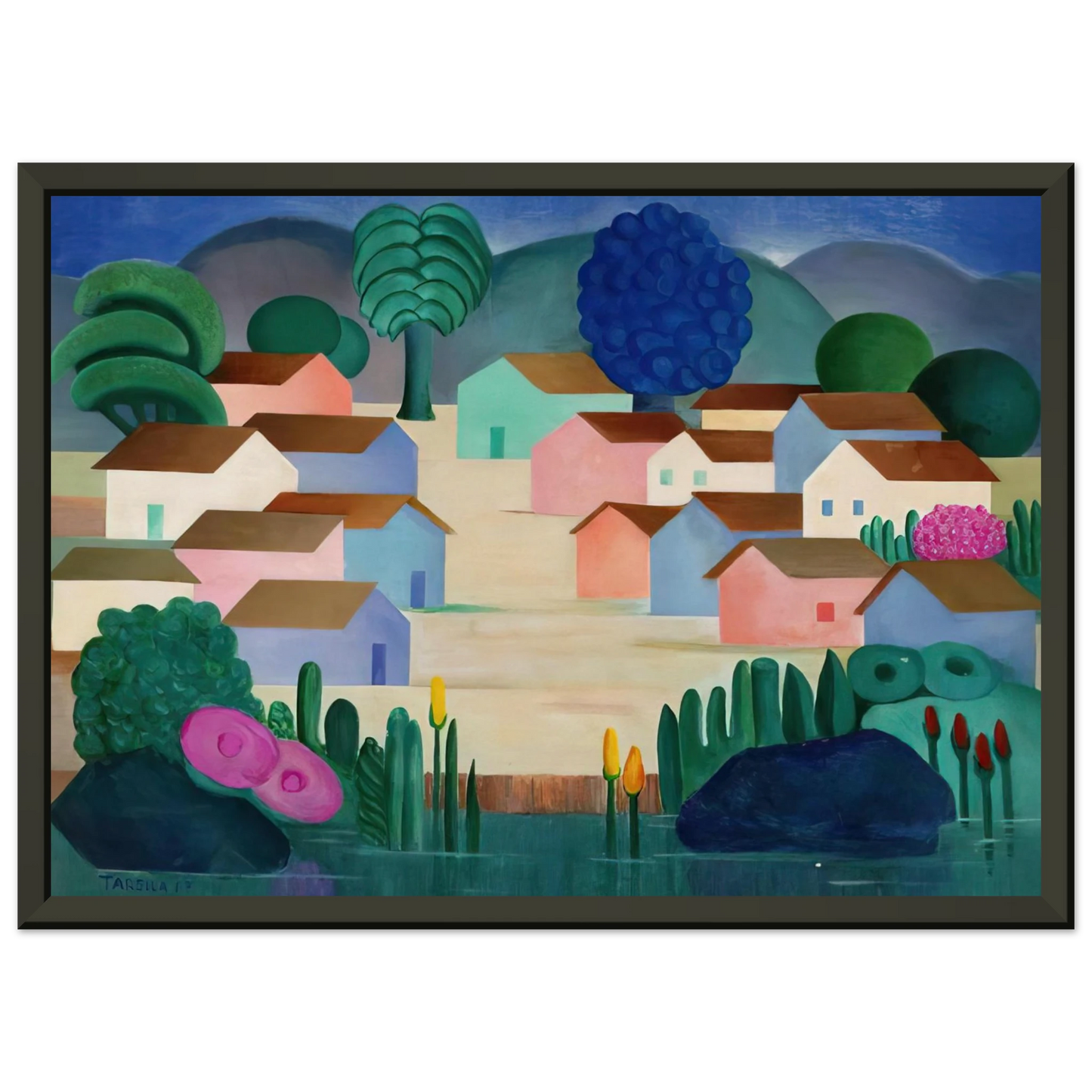 Tarsila do Amaral Landscape with Sixteen Houses Framed Art Print - Aluminum Frame - 60x80 cm / 24x32 inches