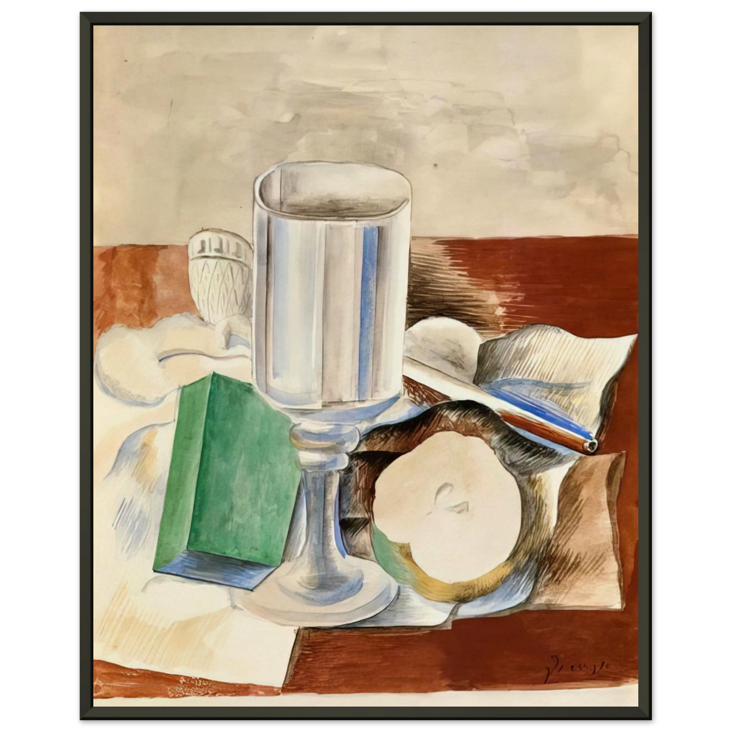 Pablo Picasso Still life with a Glass and an Apple 1914 Framed Art Print - Aluminum Frame - 70x100 cm / 28x40 inches