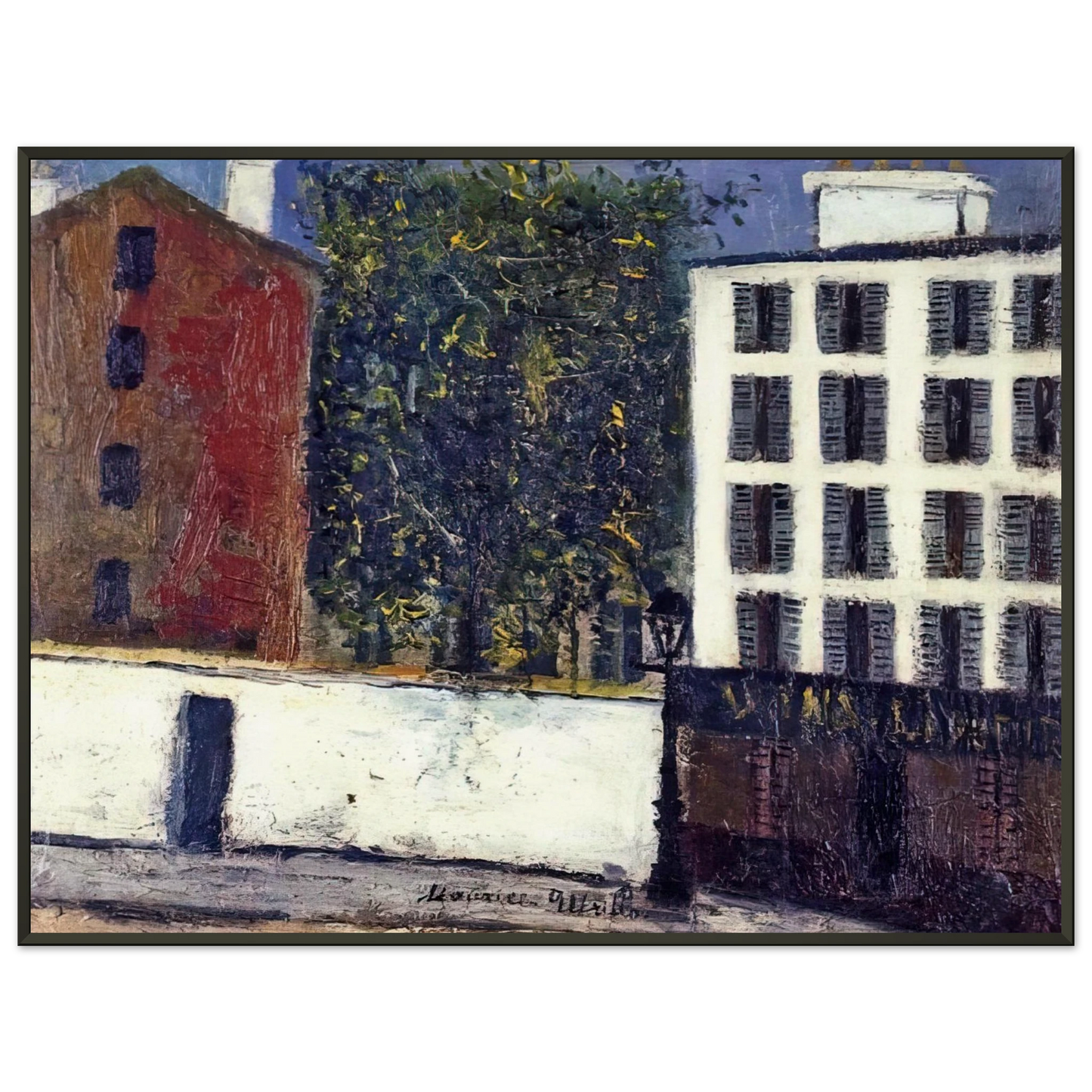Maurice Utrillo MONTMARTRE STREET Framed Art Print - Aluminum Frame - 70x100 cm / 28x40 inches