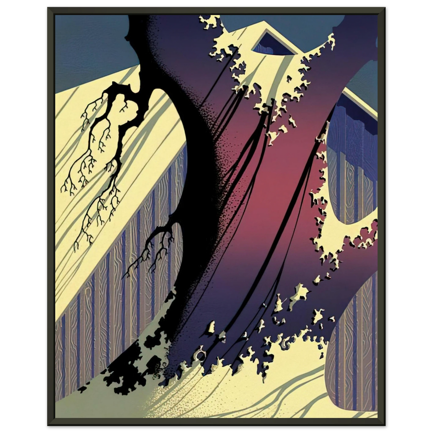 Eyvind Earle  Mauve Barn Framed Art Print  - Aluminum Frame - 70x100 cm / 28x40 inches