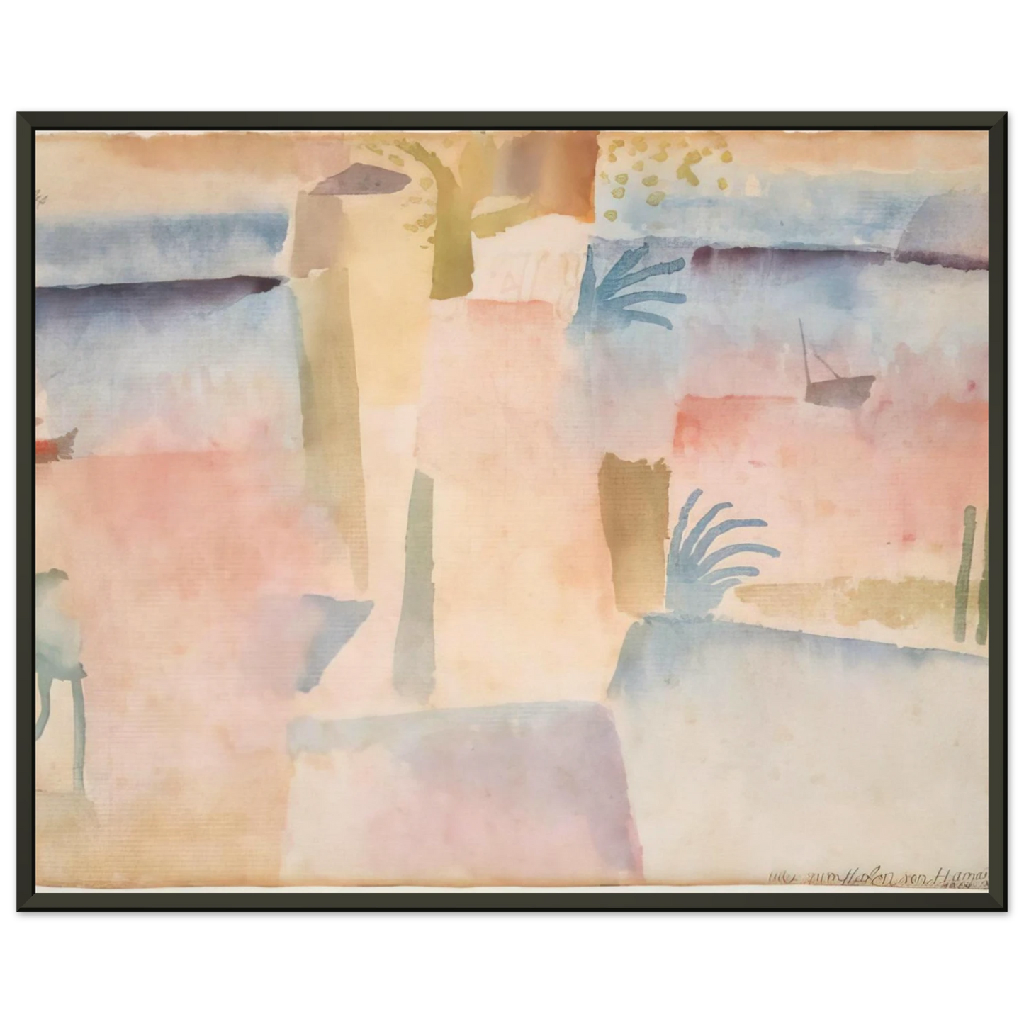 Paul Klee VIEW TOWARDS THE PORT OF HAMMAMET 1914 Framed Art Print - Aluminum Frame - 40x50 cm / 16x20 inches