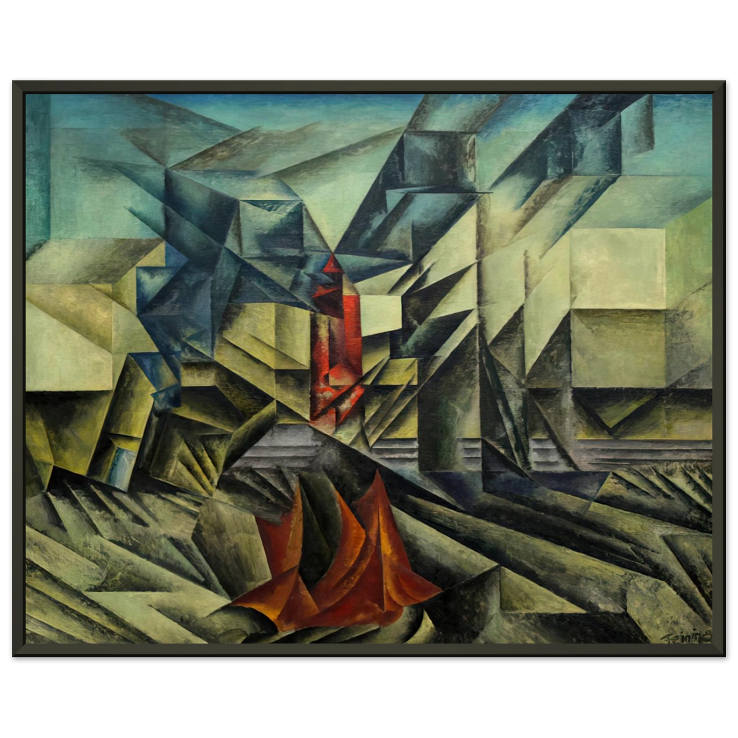 Lyonel Feininger HARBOR MOLE 1913 Framed Art Print - Aluminum Frame - 40x50 cm / 16x20 inches
