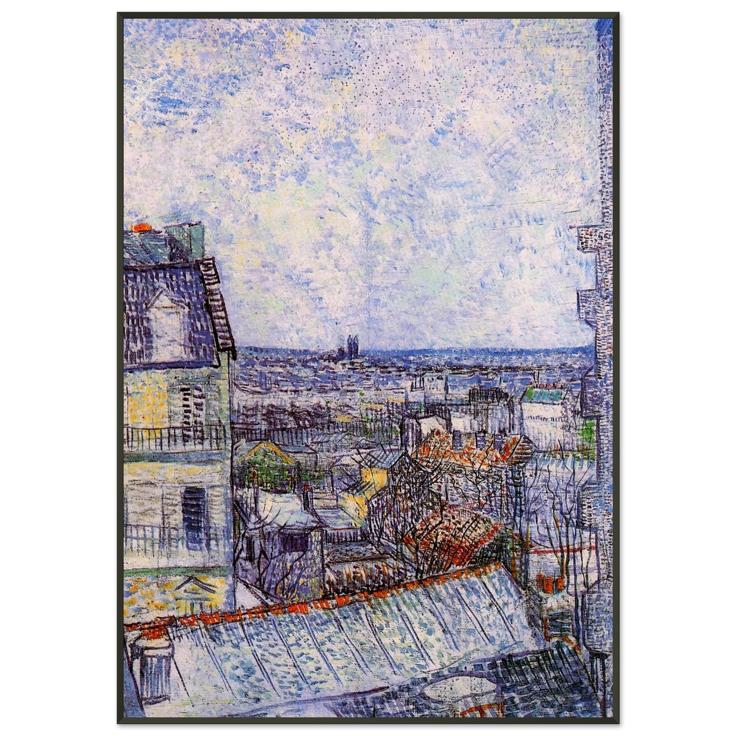 Vincent van Gogh View from Vincents room in the Rue Lepic Framed Art Print - Aluminum Frame - 21x29.7 cm / 8x12"