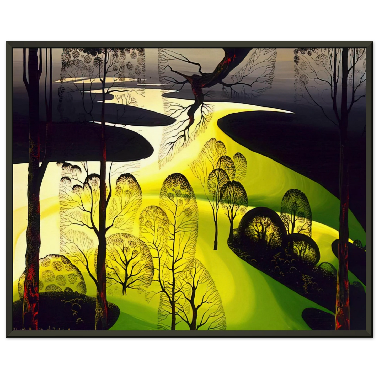 Eyvind Earle  Early Spring Framed Art Print  - Aluminum Frame - 60x80 cm / 24x32 inches