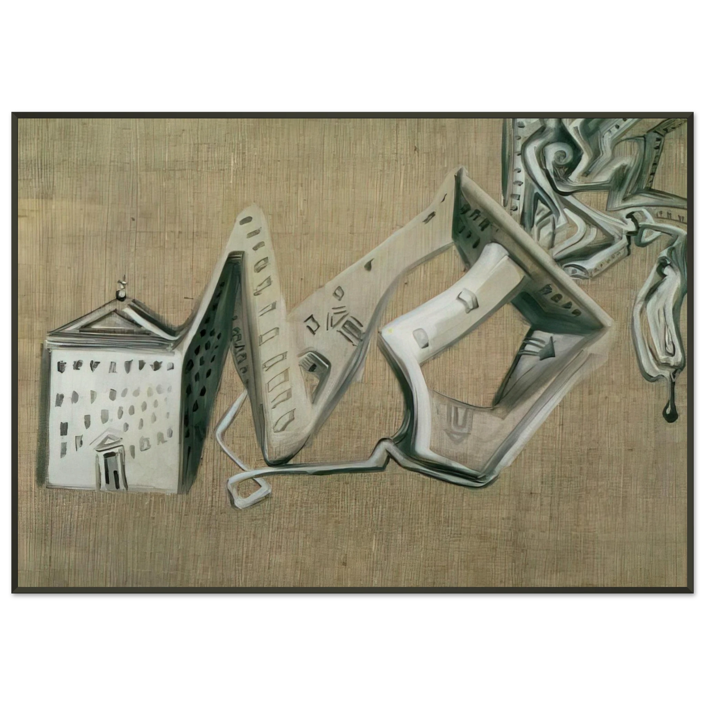 Salvador Dali  ARCHITECTURAL CONTORTION OF EL ESCORIAL Framed Art Print  - Aluminum Frame - 21x29.7 cm / 8x12"