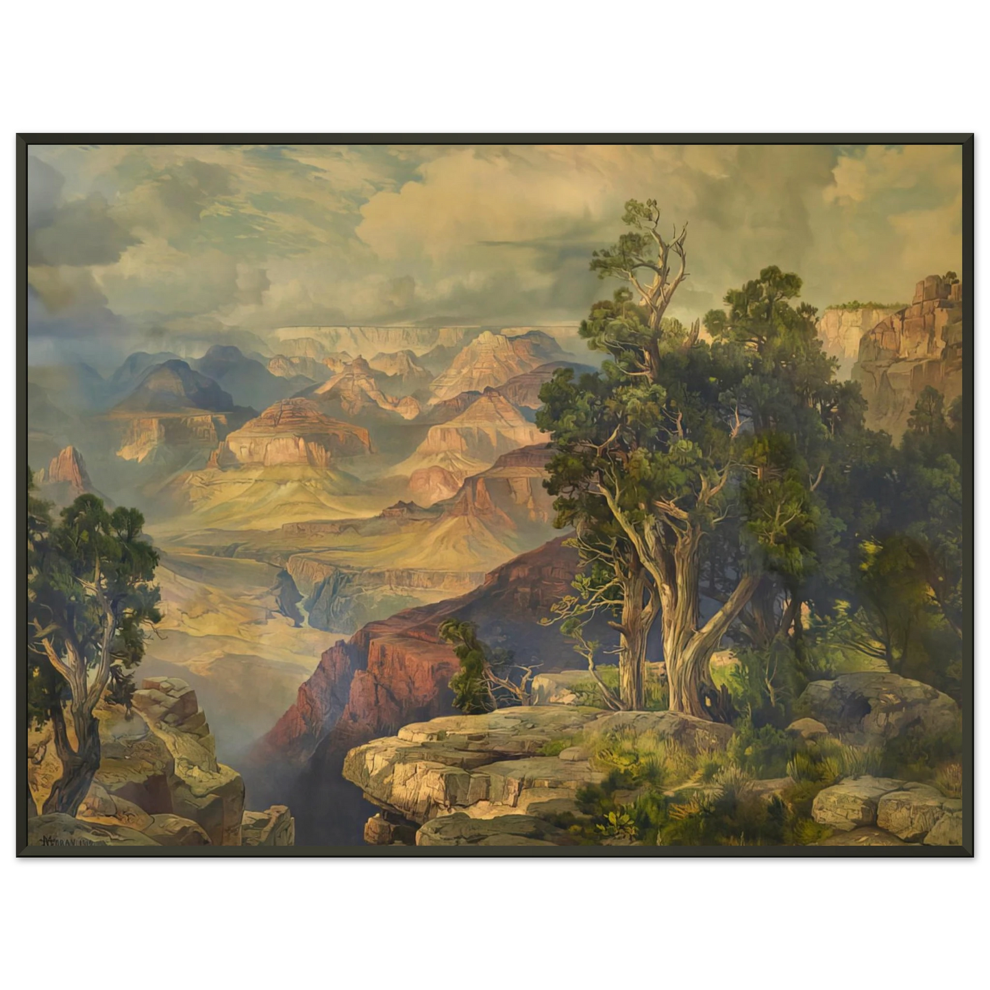 Thomas Moran Grand Canyon from Hermit Rim Road Framed Art Print - Aluminum Frame - 70x100 cm / 28x40 inches