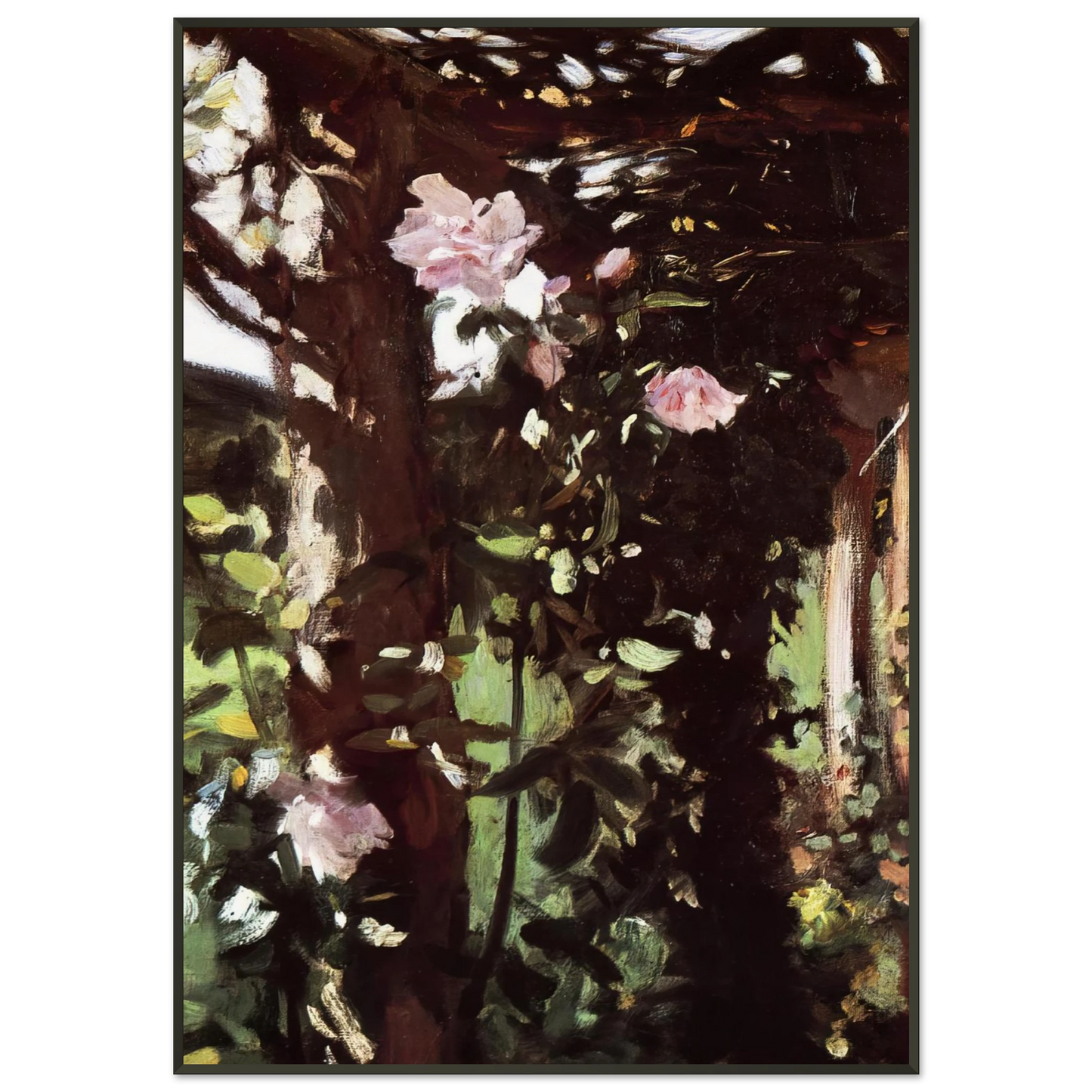 John Singer Sargent A Rose Trellis Roses at Oxfordshire Framed Art Print - Aluminum Frame - 21x29.7 cm / 8x12"