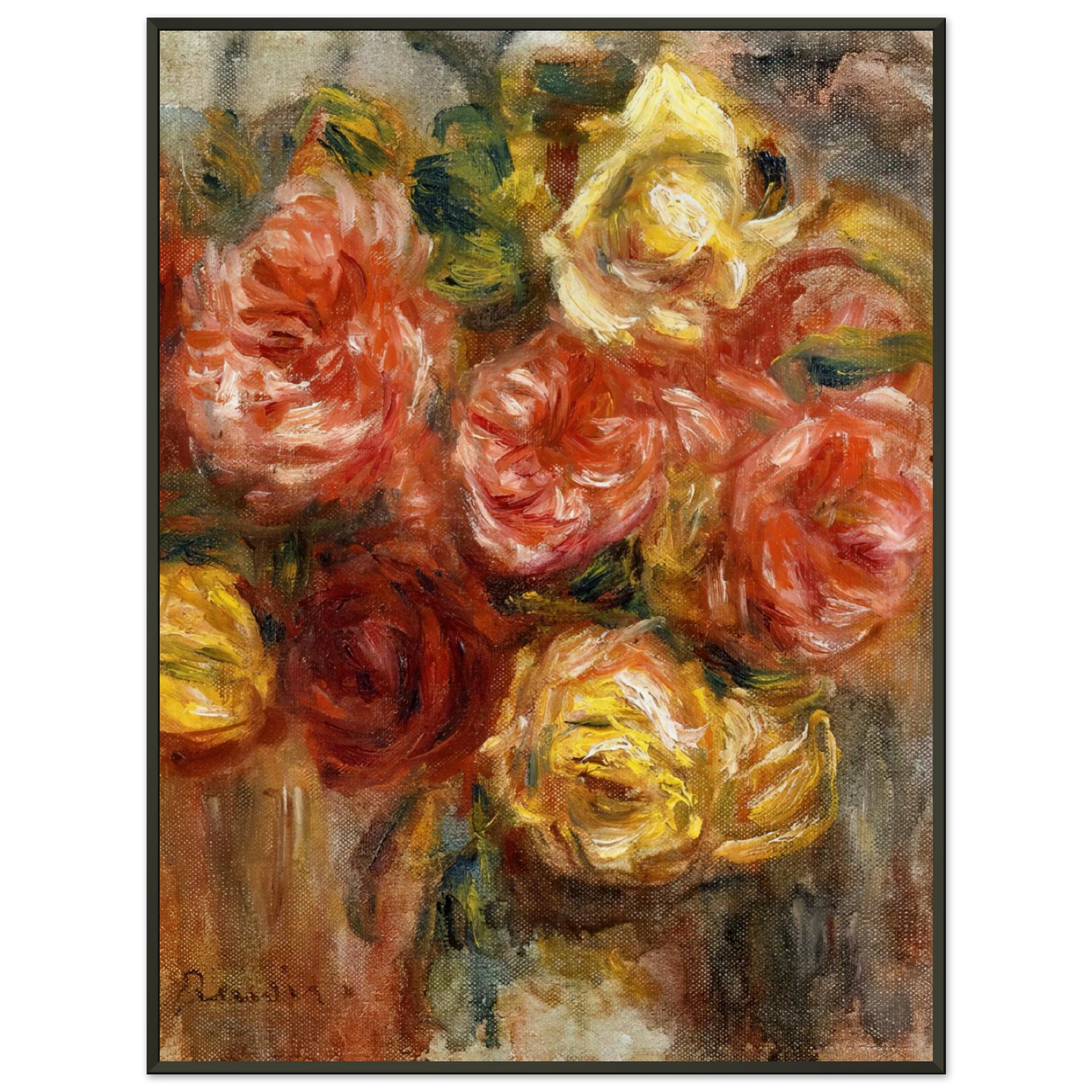 PierreAuguste Renoir Bouquet of Roses in a Vase Framed Art Print - Aluminum Frame - 70x100 cm / 28x40 inches