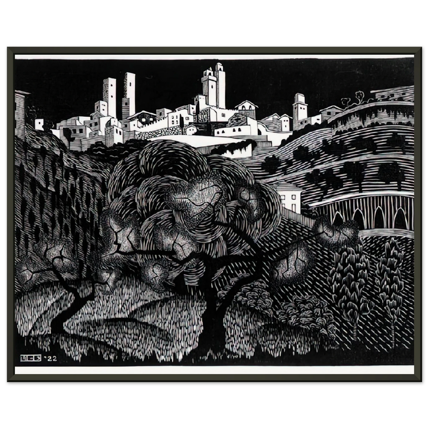 MC Escher  ESCHER 10 Framed Art Print  - Aluminum Frame - 60x80 cm / 24x32 inches