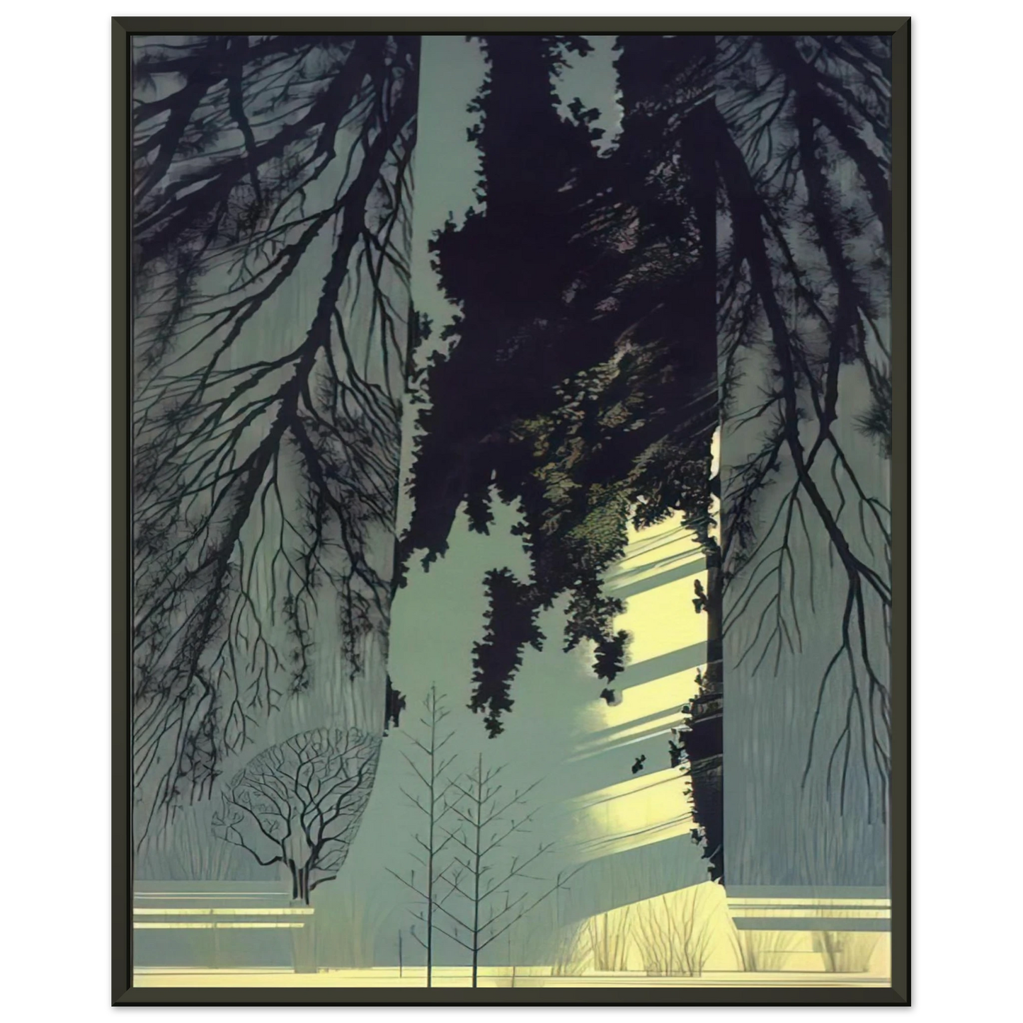 Eyvind Earle Snow White Framed Art Print - Aluminum Frame - 70x100 cm / 28x40 inches