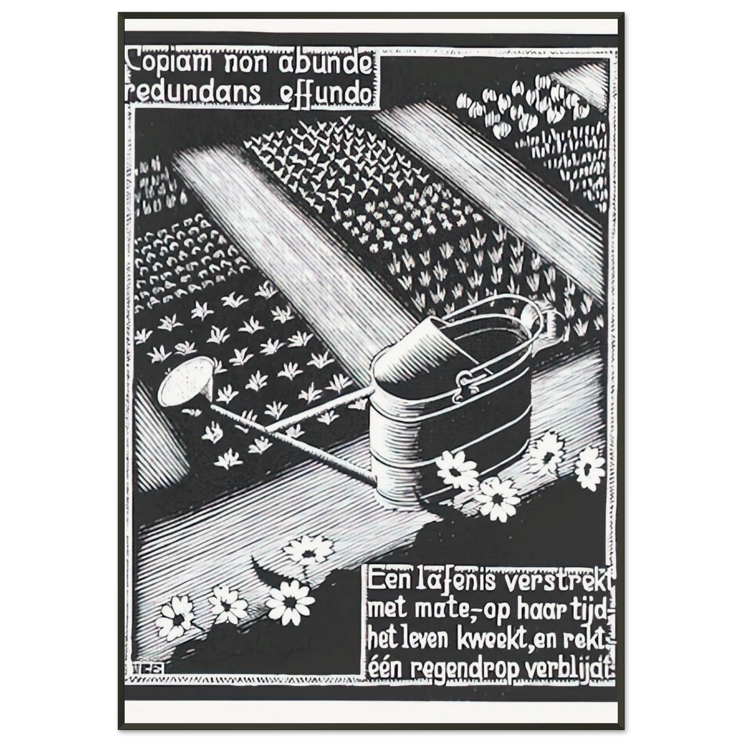 MC Escher  WATERINGCAN Framed Art Print  - Aluminum Frame - 21x29.7 cm / 8x12"