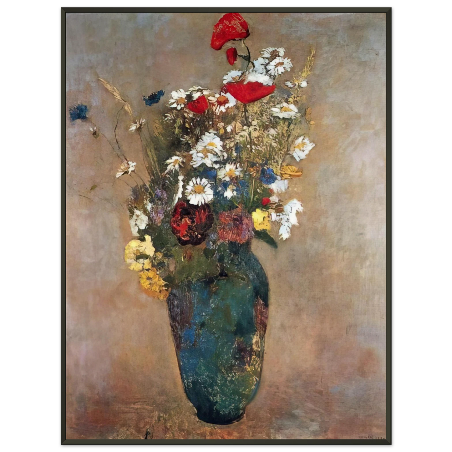 Odilon Redon VASE WITH FLOWERS Framed Art Print - Aluminum Frame - 40x50 cm / 16x20 inches