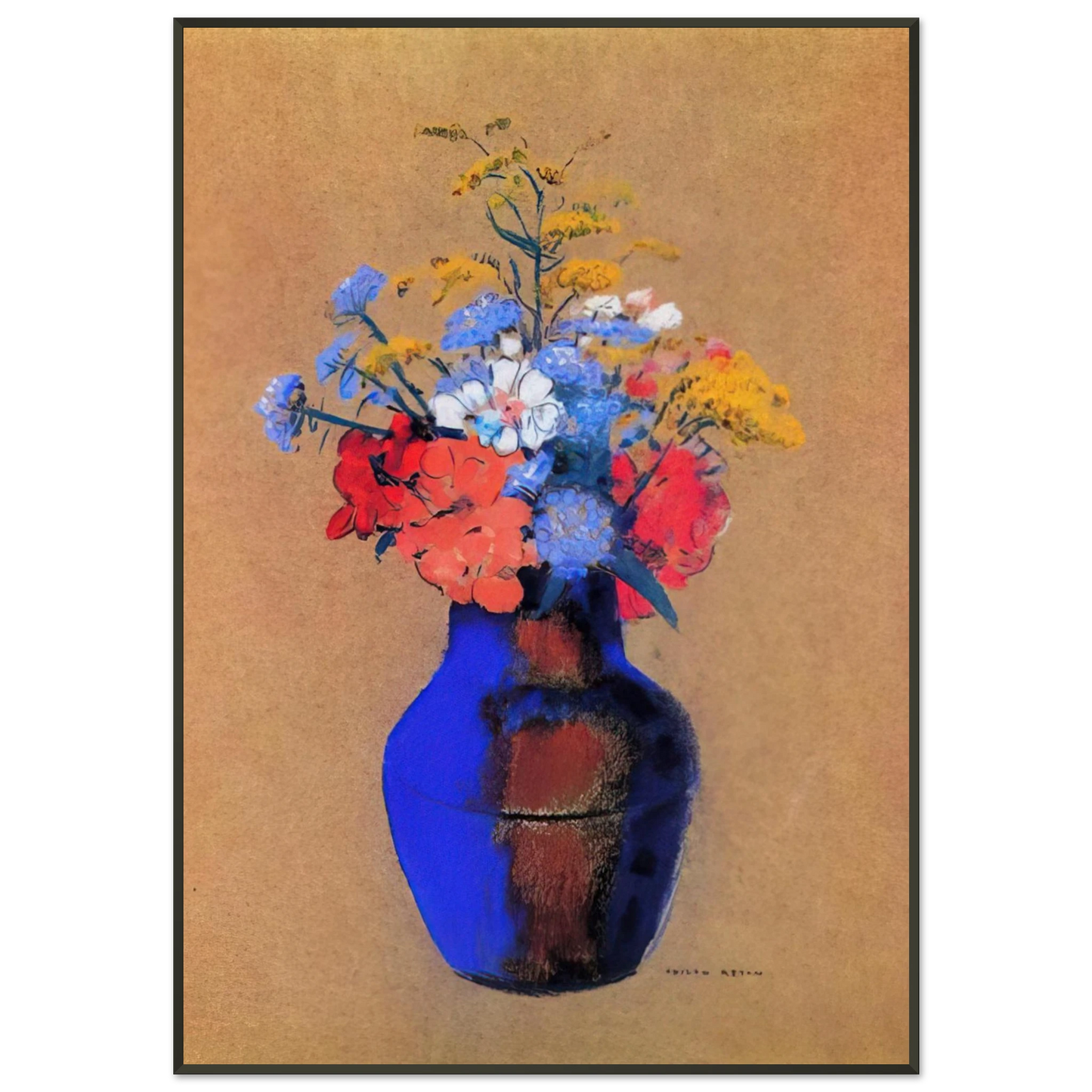 Odilon Redon WILD FLOWERS IN A VASE Framed Art Print - Aluminum Frame - 21x29.7 cm / 8x12"
