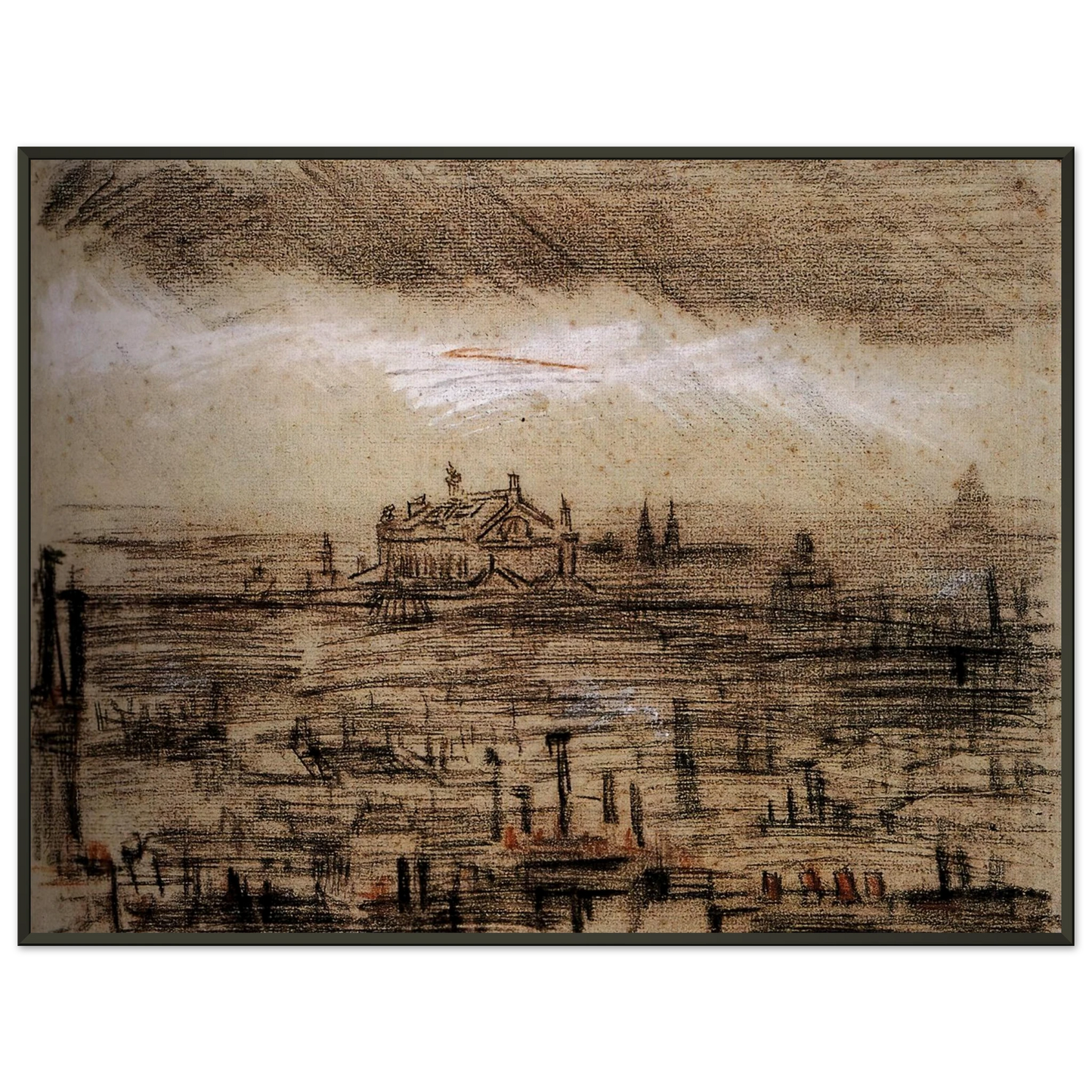 Vincent van Gogh  A View of Paris with the Op Framed Art Print  - Aluminum Frame - 40x50 cm / 16x20 inches