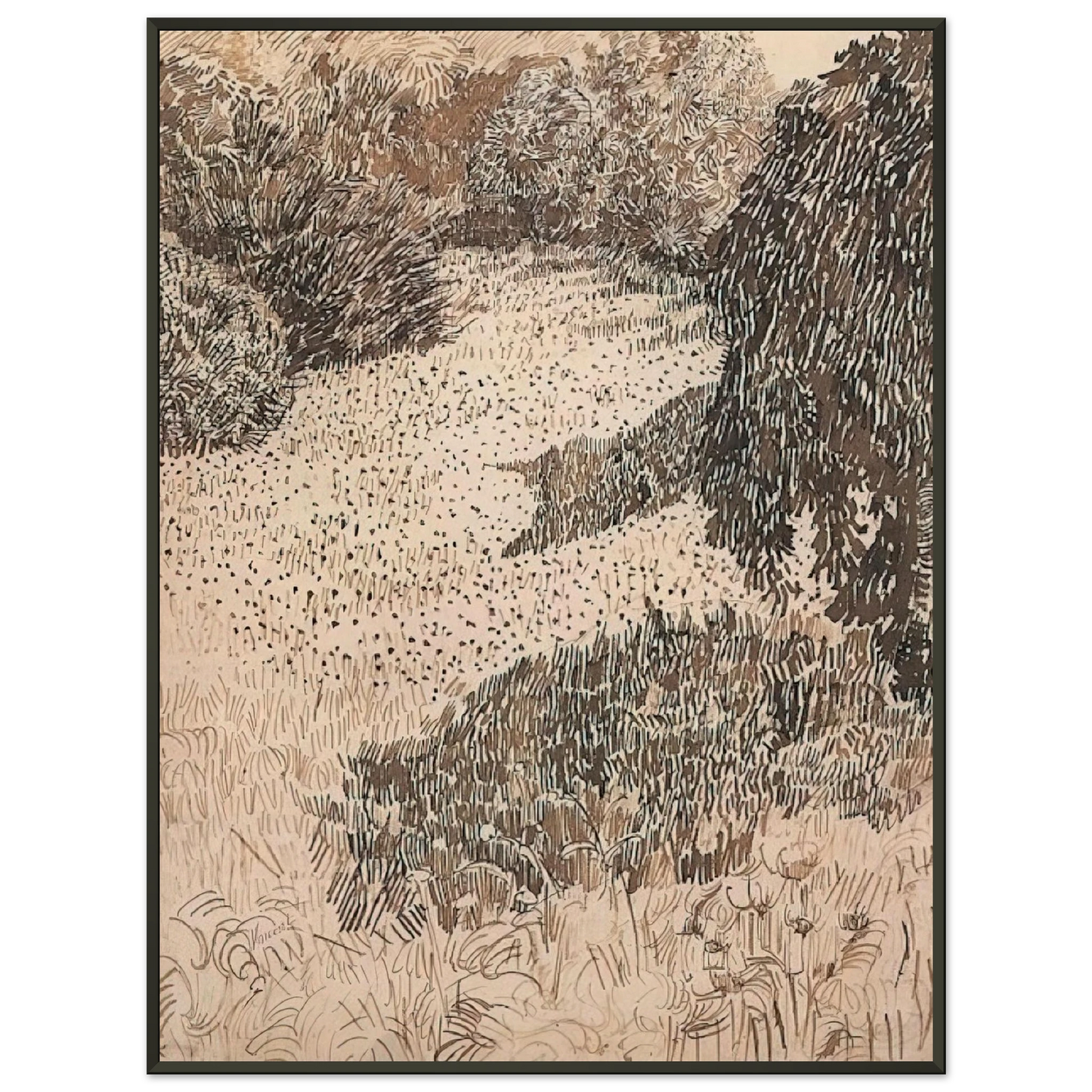 Vincent van Gogh  The Corner of the Park Framed Art Print  - Aluminum Frame - 70x100 cm / 28x40 inches