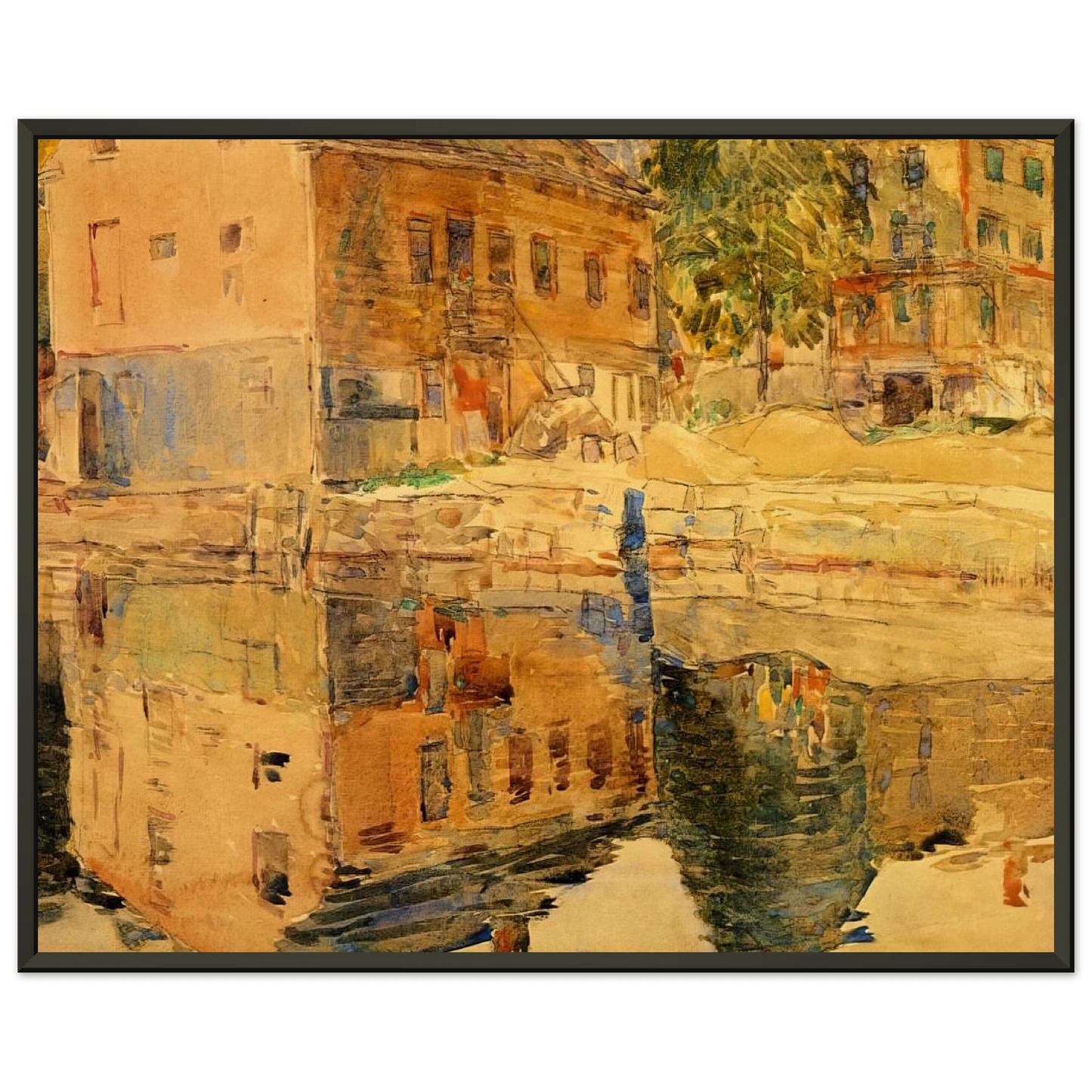 Childe Hassam The Mirror Cos Cob Connecticut Framed Art Print - Aluminum Frame - 70x100 cm / 28x40 inches