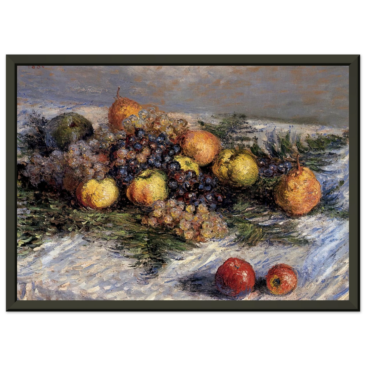 claude monet  Still Life with Pears and Grapes Framed Art Print  - Aluminum Frame - 60x80 cm / 24x32 inches
