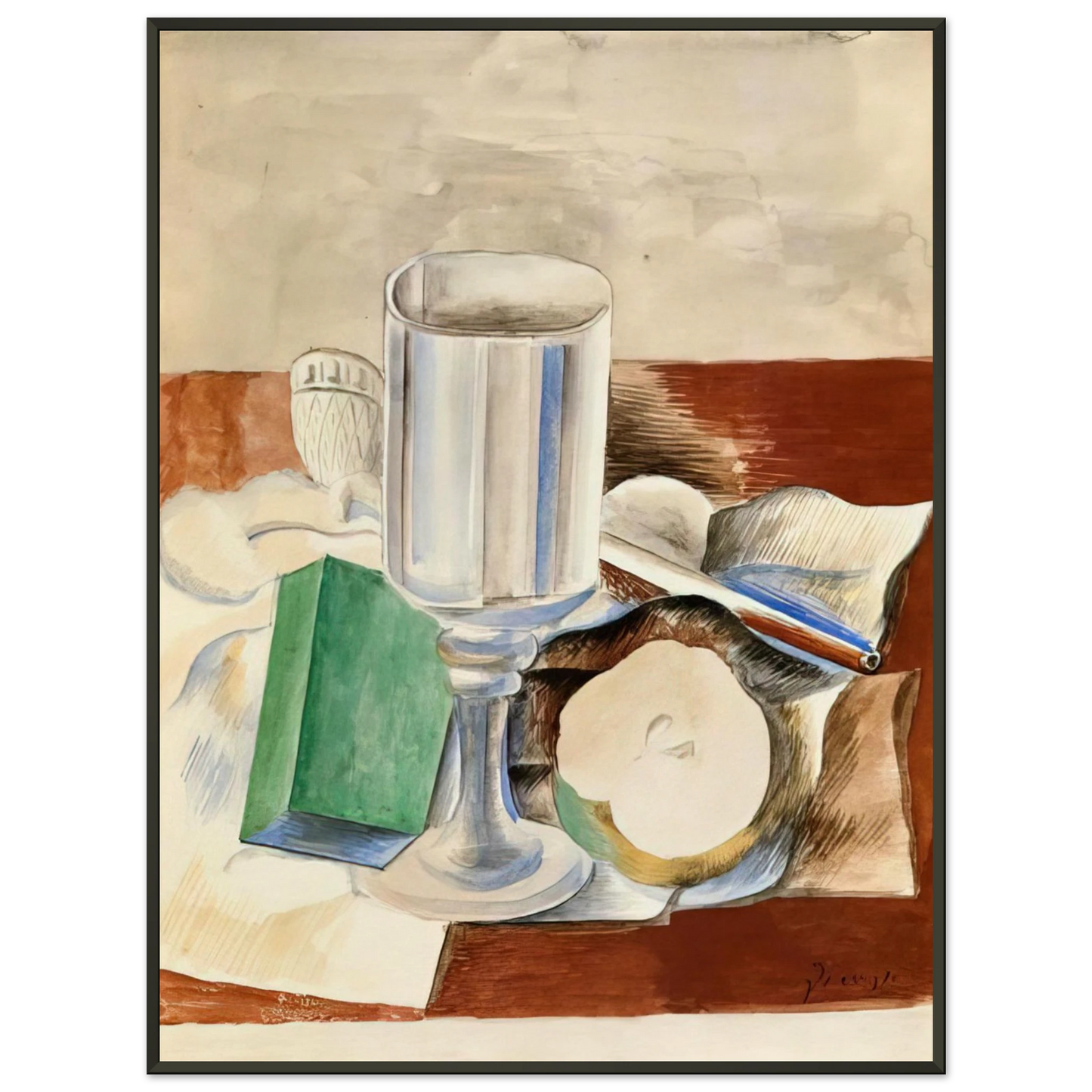 Pablo Picasso Still life with a Glass and an Apple 1914 Framed Art Print - Aluminum Frame - 60x80 cm / 24x32 inches