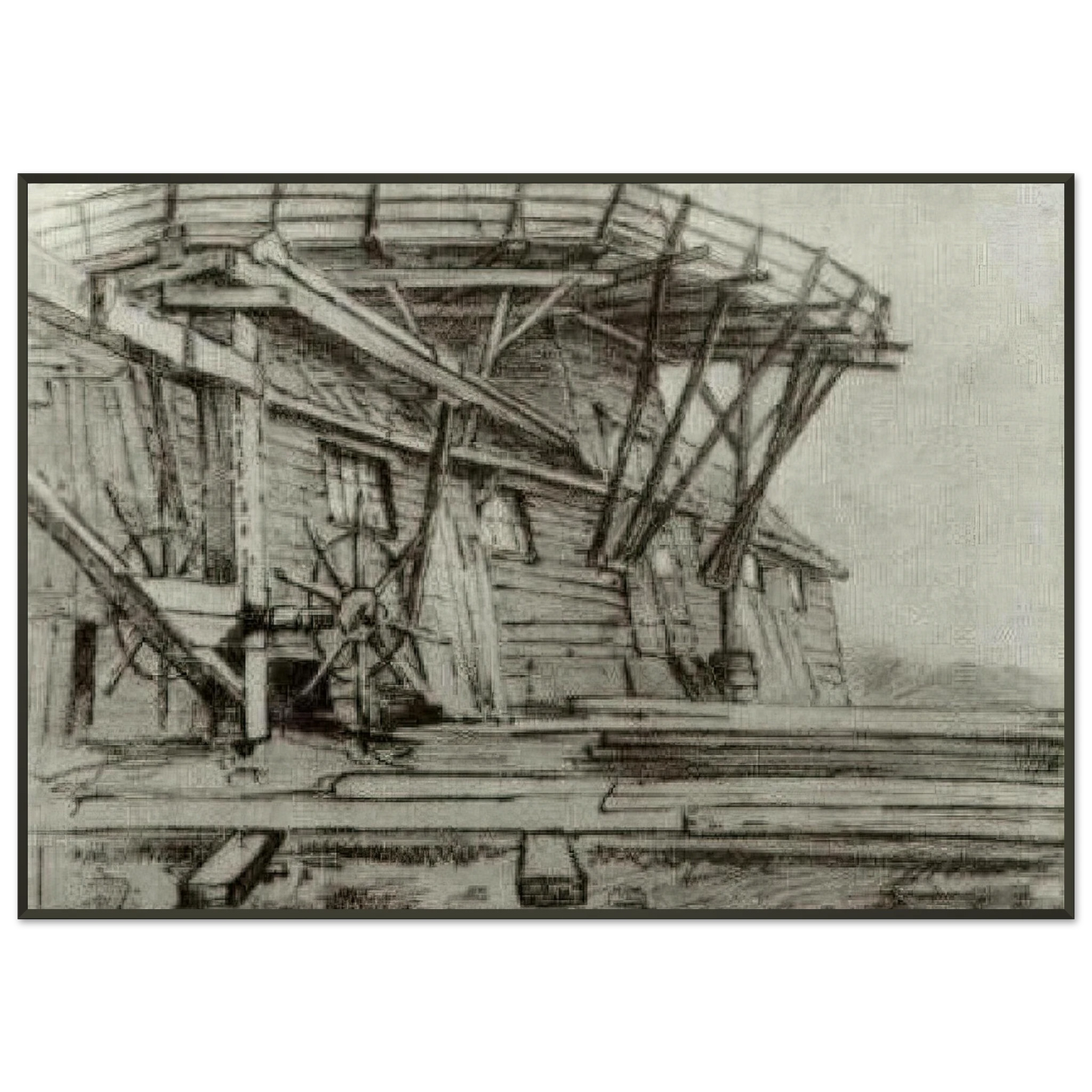 Vincent van Gogh  Saw Mill Framed Art Print  - Aluminum Frame - 21x29.7 cm / 8x12"