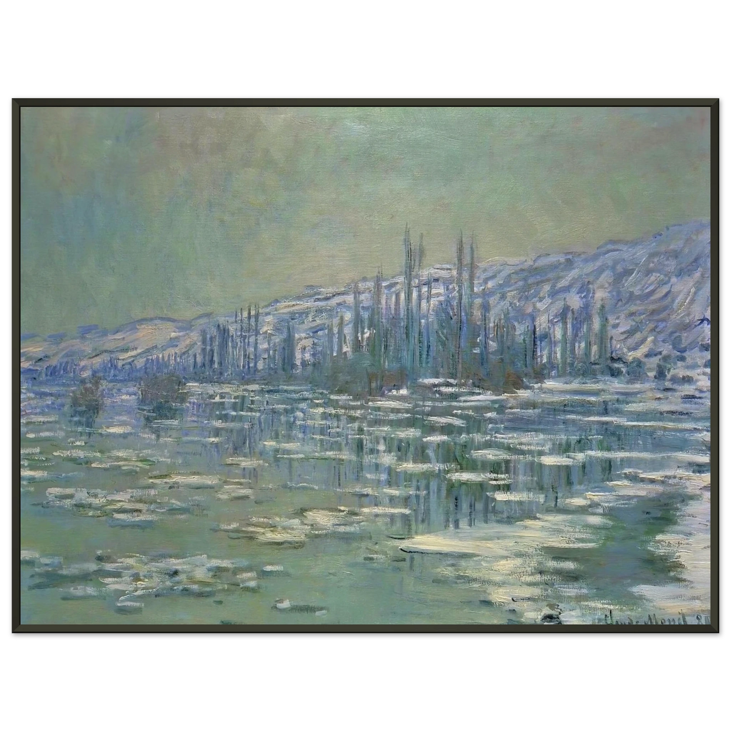 claude monet  Ice Floes on Siene Framed Art Print  - Aluminum Frame - 70x100 cm / 28x40 inches