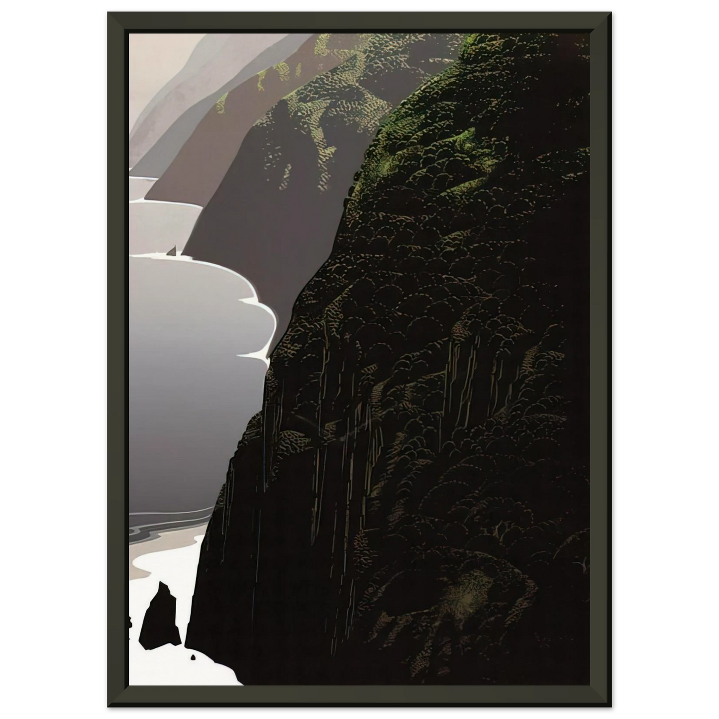 Eyvind Earle Big Sur Coastline Framed Art Print - Aluminum Frame - 70x100 cm / 28x40 inches