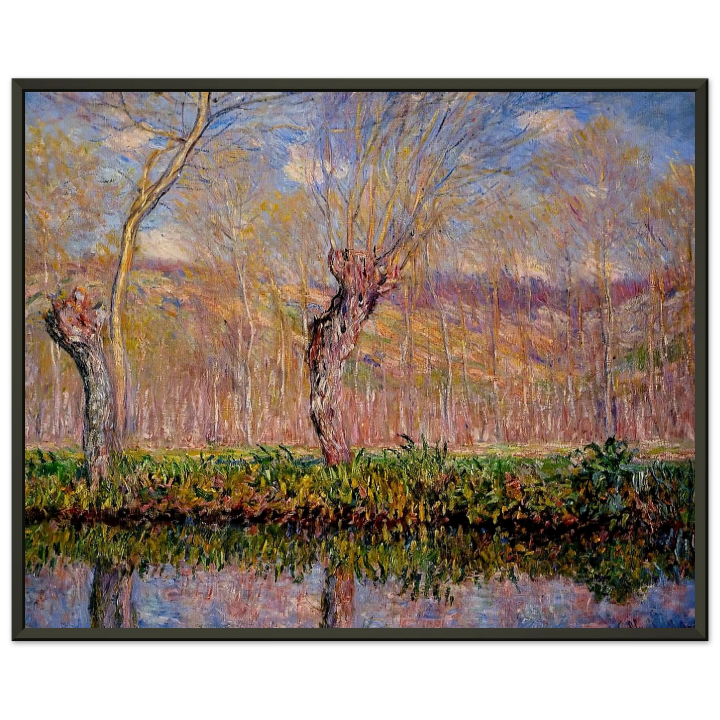 claude monet  The Banks of the River Epte in Springtime Framed Art Print  - Aluminum Frame - 60x80 cm / 24x32 inches