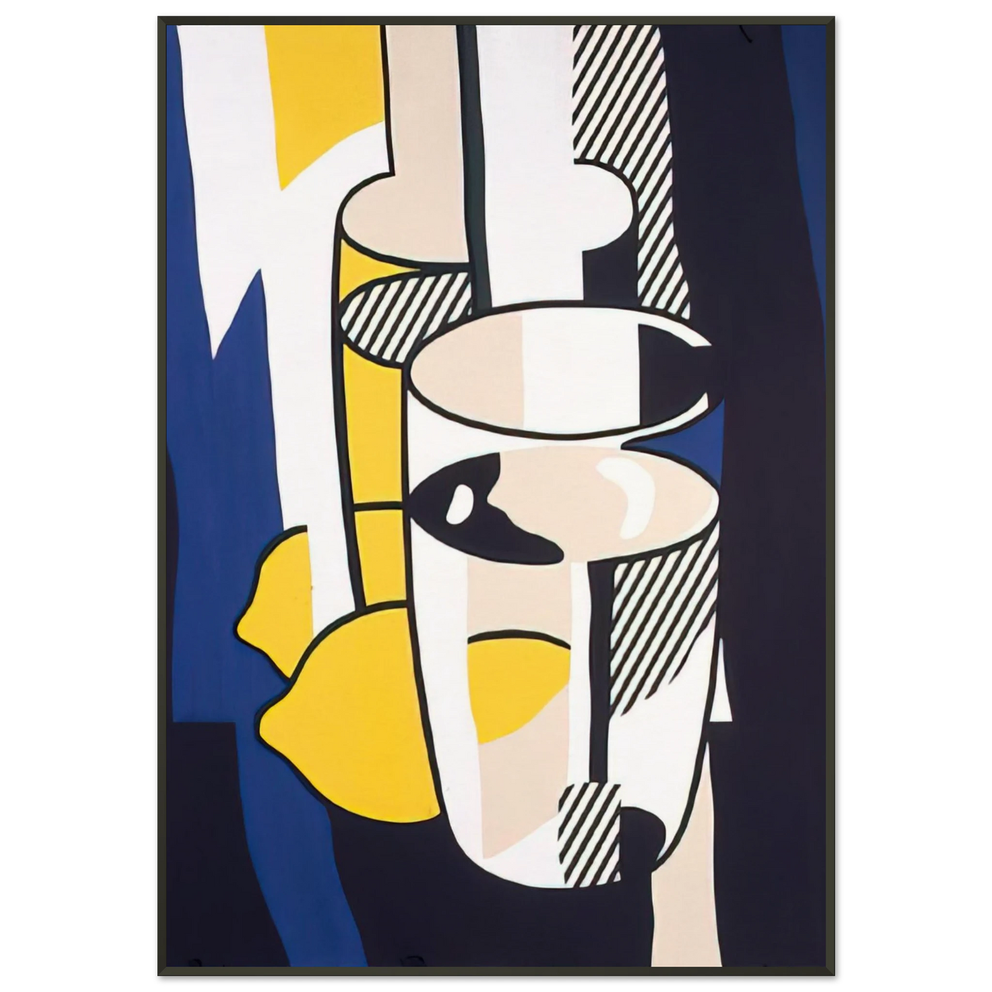 Roy Lichtenstein GLASS AND LEMON IN A MIRROR 1974 Framed Art Print - Aluminum Frame - 21x29.7 cm / 8x12"