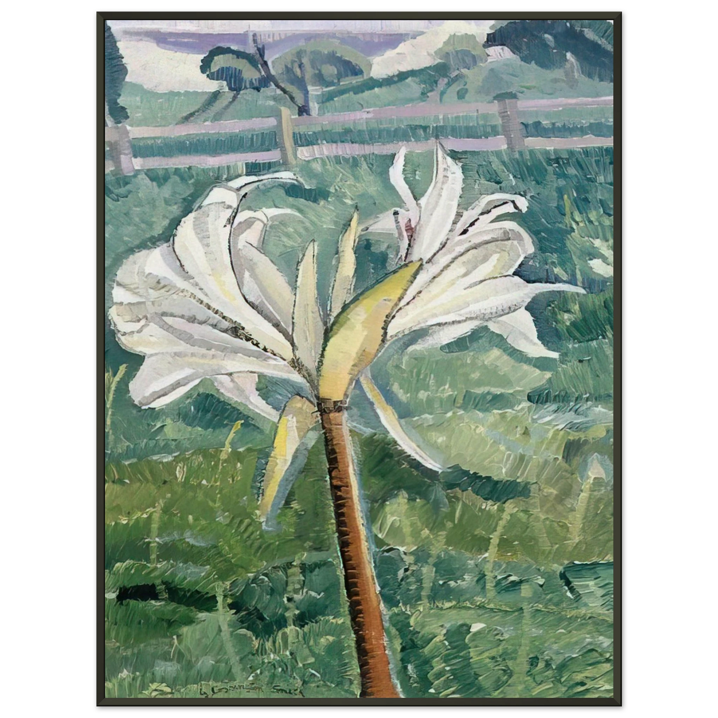 Grace Cossington Smith Lily growing in a field by the sea 1927 Framed Art Print - Aluminum Frame - 60x80 cm / 24x32 inches
