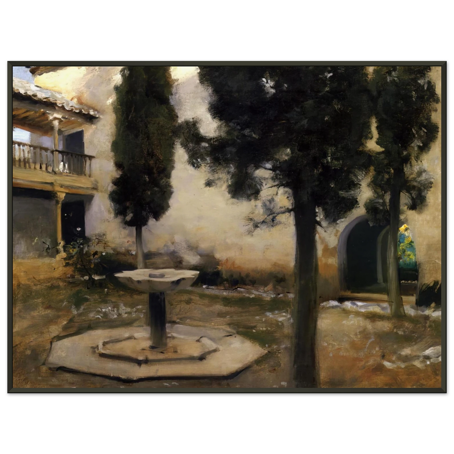 John Singer Sargent Alhambra Patio de la Reja Framed Art Print - Aluminum Frame - 70x100 cm / 28x40 inches