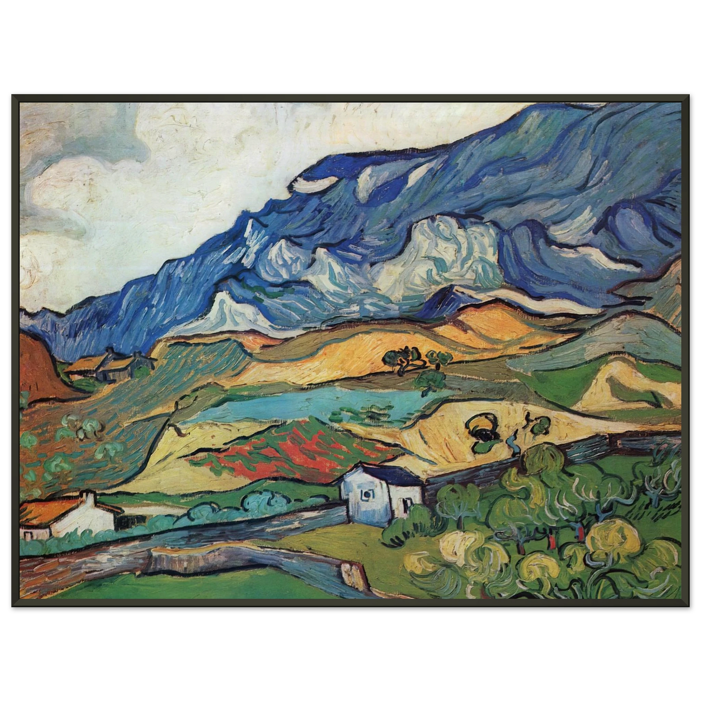 Vincent van Gogh  Les Alpilles Mountain Landscape near SouthReme Framed Art Print  - Aluminum Frame - 70x100 cm / 28x40 inches