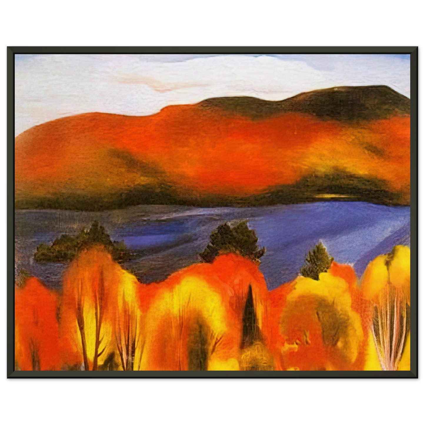 Georgia OKeeffe Lake George Autumn Framed Art Print - Aluminum Frame - 70x100 cm / 28x40 inches