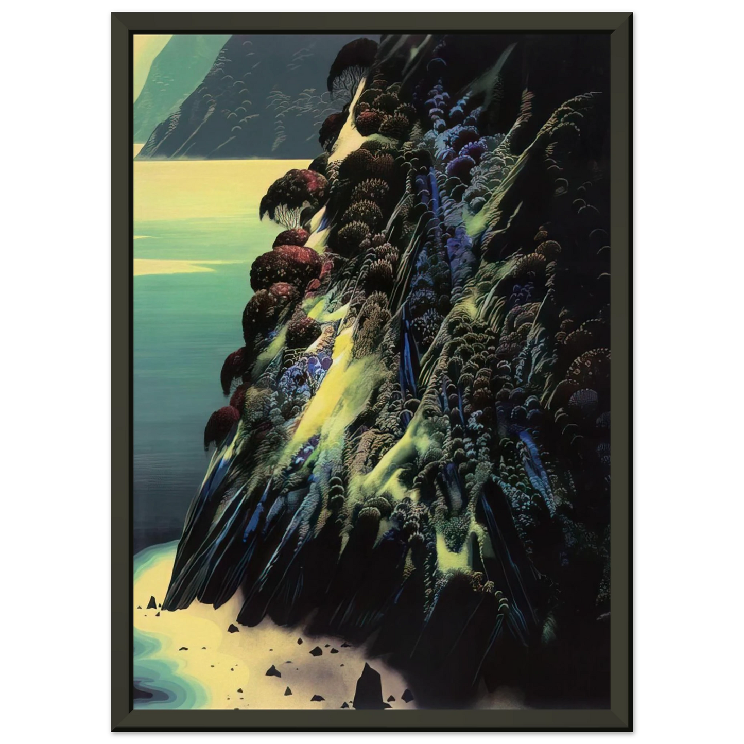 Eyvind Earle  Big Sur Poem Framed Art Print  - Aluminum Frame - 60x80 cm / 24x32 inches
