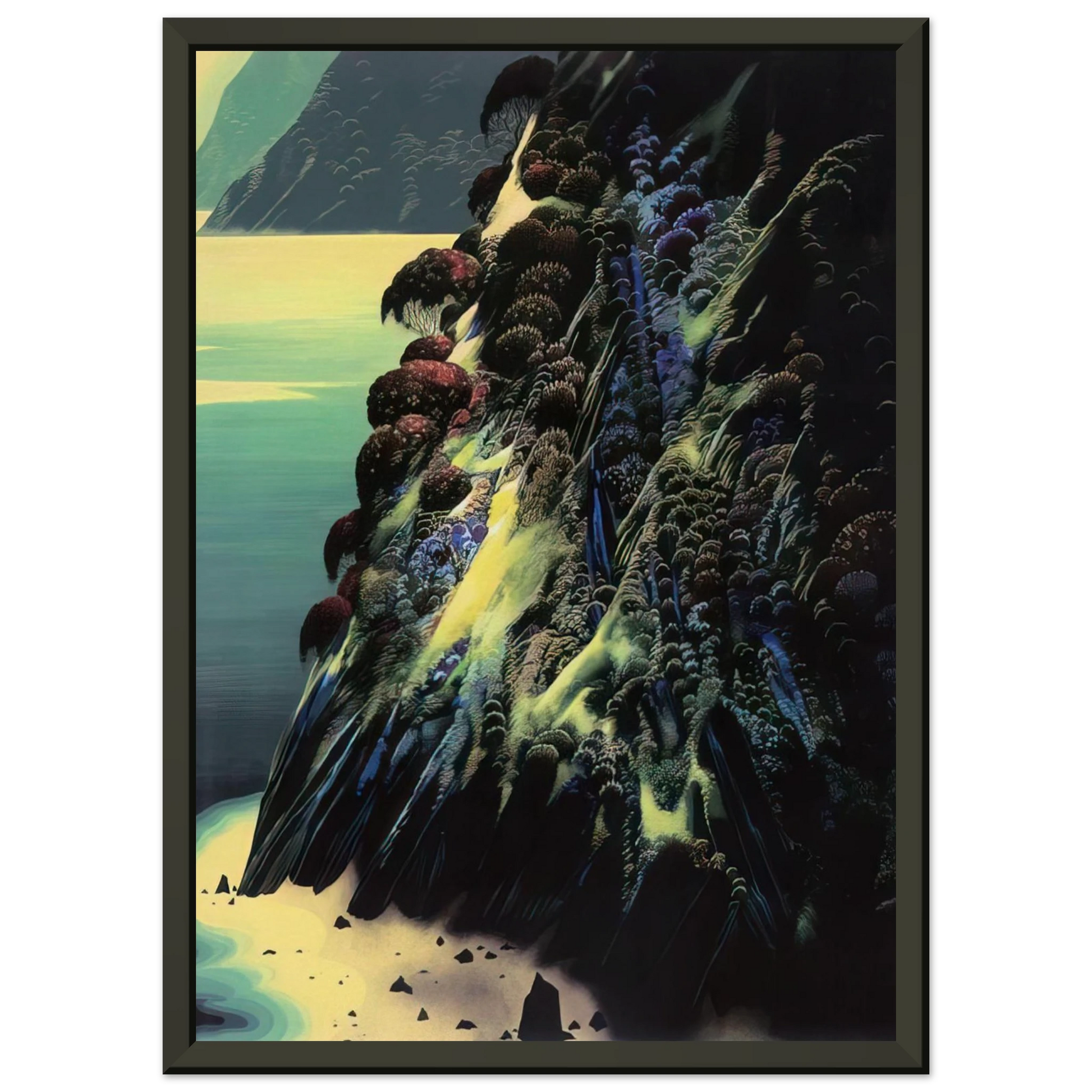 Eyvind Earle  Big Sur Poem Framed Art Print  - Aluminum Frame - 60x80 cm / 24x32 inches
