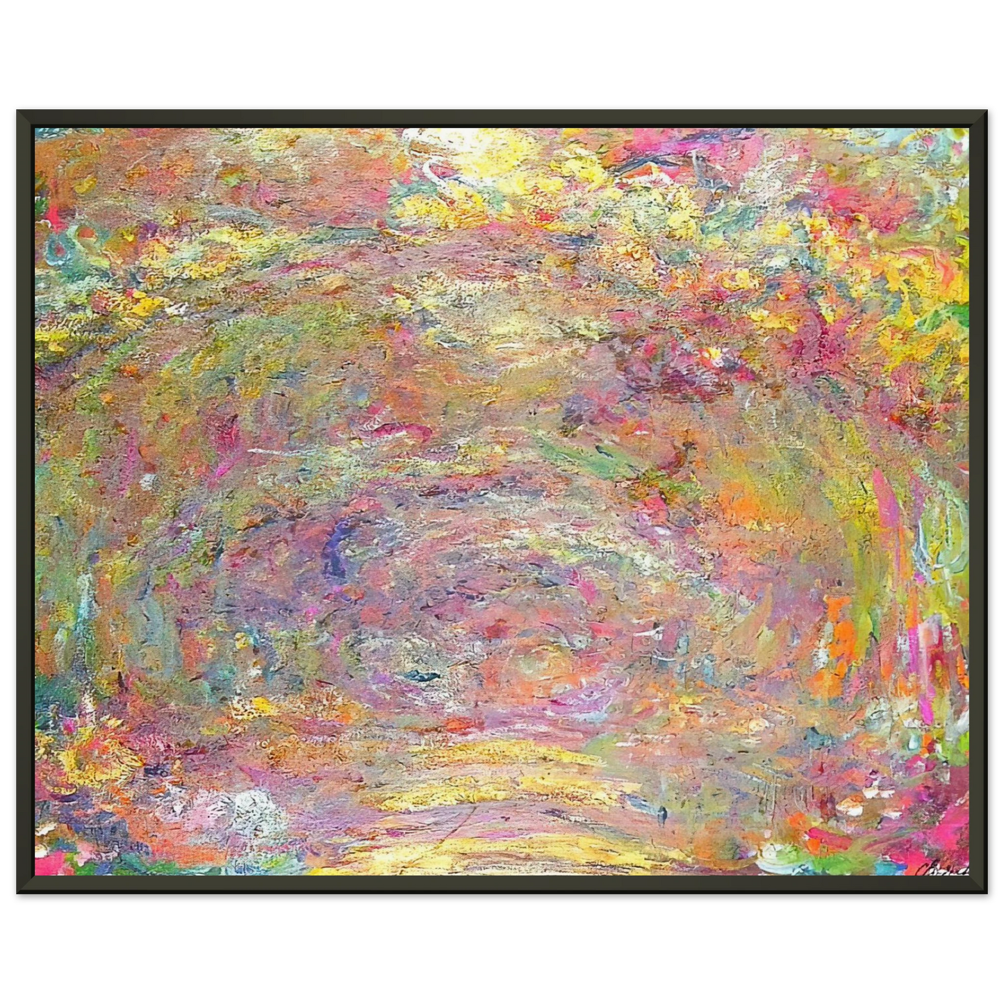 claude monet  Path under the Rose Trellises Framed Art Print  - Aluminum Frame - 40x50 cm / 16x20 inches