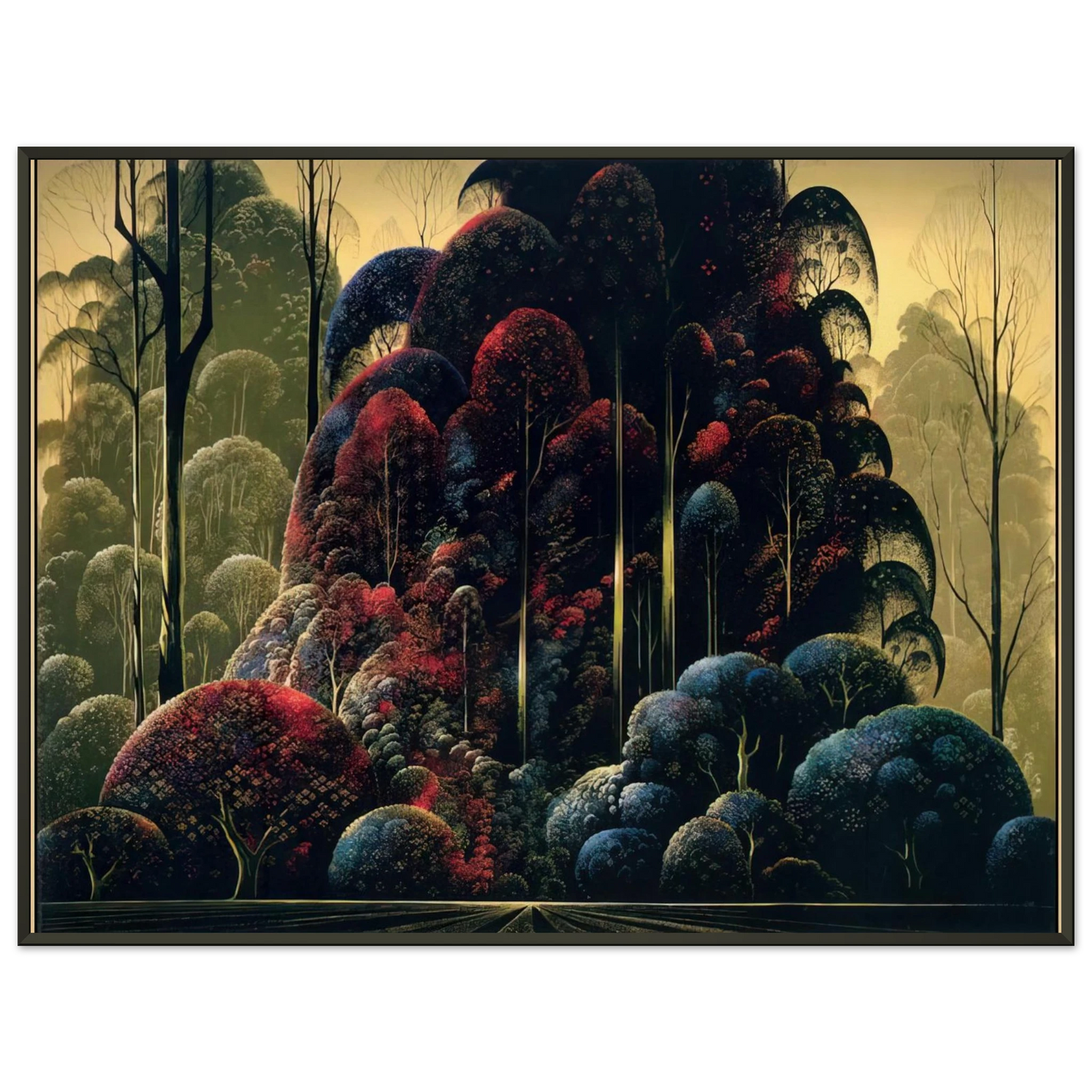 Eyvind Earle Wind Breaks Framed Art Print - Aluminum Frame - 70x100 cm / 28x40 inches