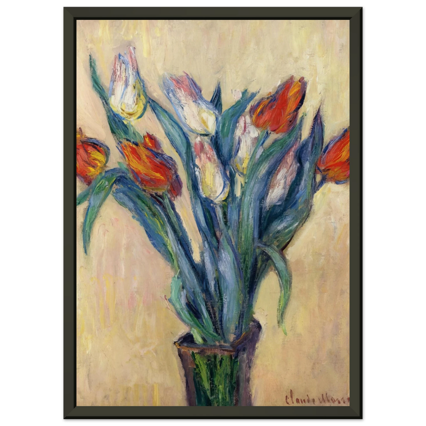claude monet Vase of Tulips Framed Art Print - Aluminum Frame - 60x80 cm / 24x32 inches