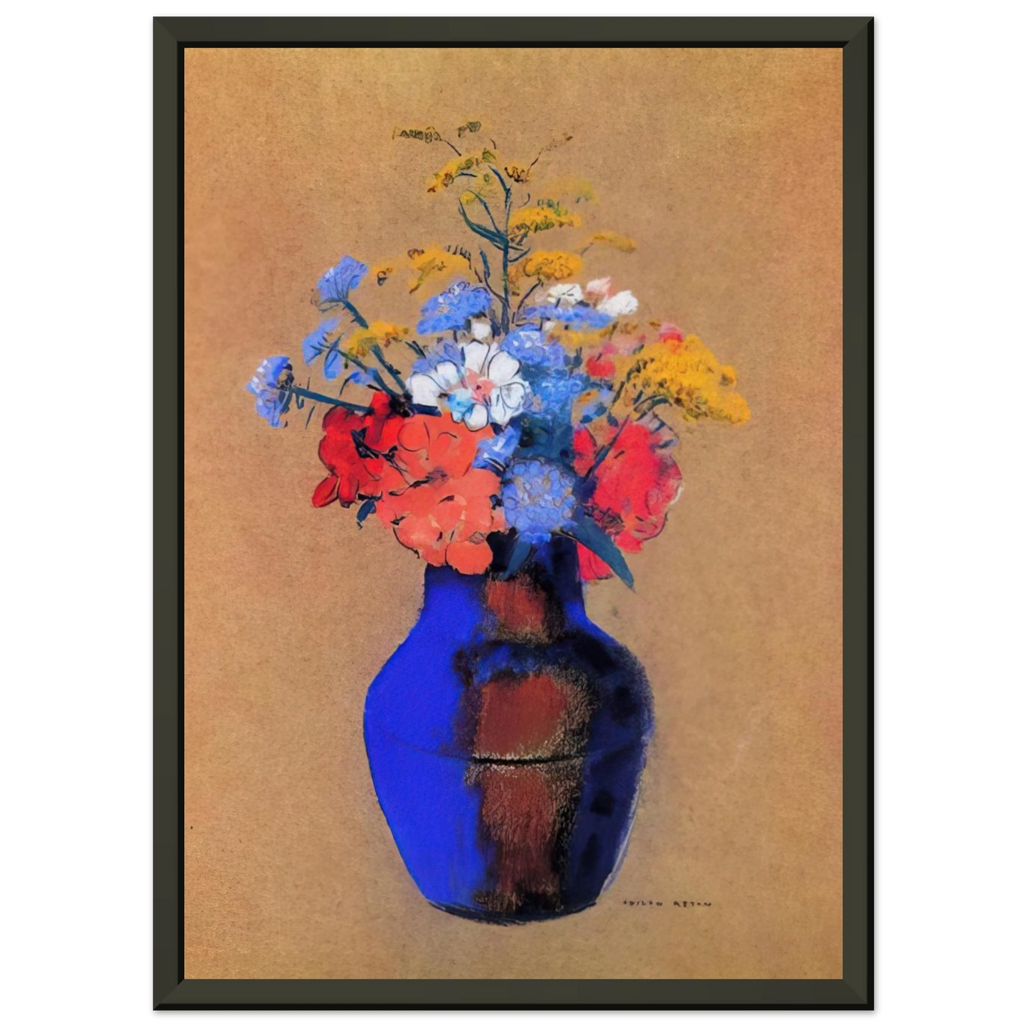 Odilon Redon WILD FLOWERS IN A VASE Framed Art Print - Aluminum Frame - 40x50 cm / 16x20 inches
