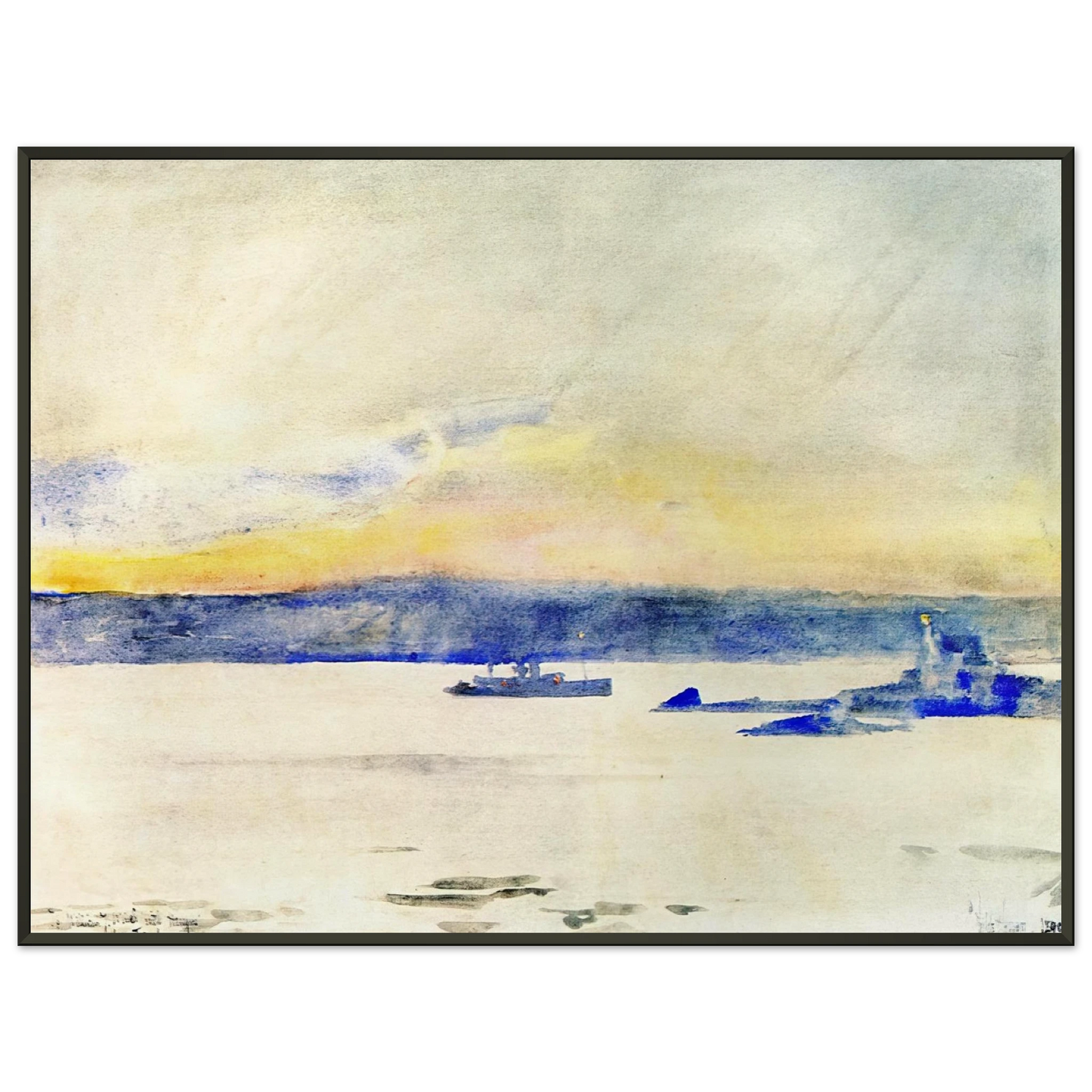 Childe Hassam Afterglow Gloucester Harbor aka Ten Pound Island LIght Framed Art Print - Aluminum Frame - 60x80 cm / 24x32 inches