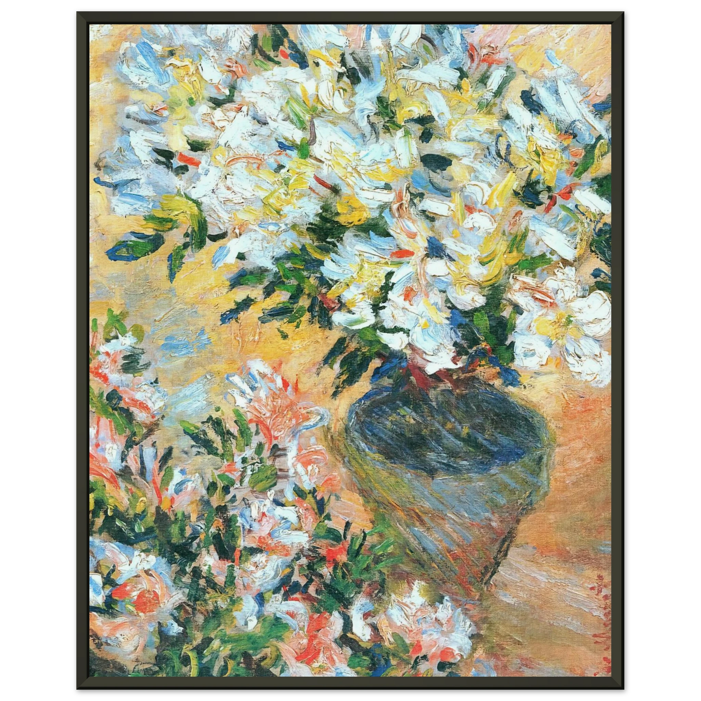claude monet White Azaleas in a Pot Framed Art Print - Aluminum Frame - 70x100 cm / 28x40 inches